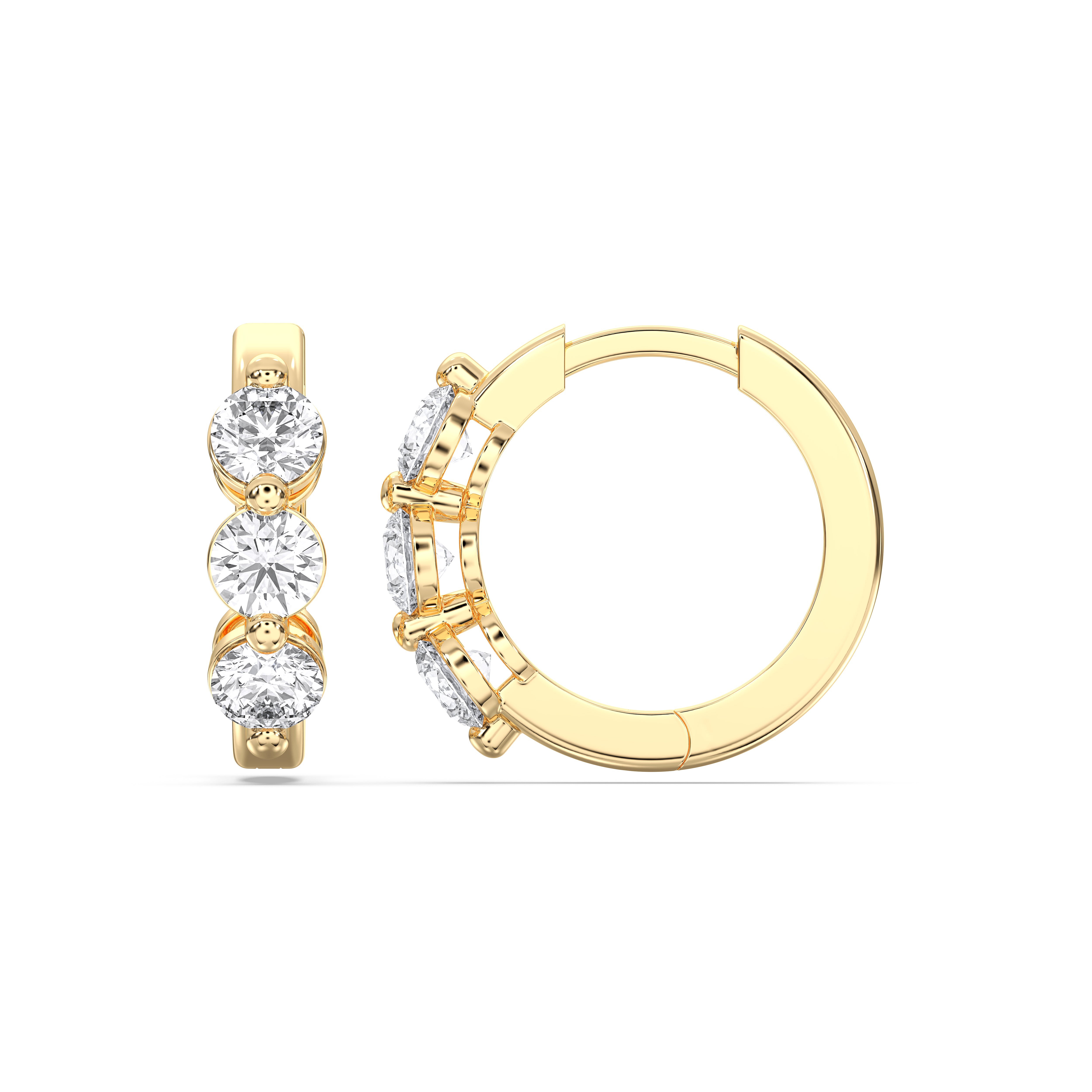1.45 Carat Lab Grown Round Diamond Hoop Earring For Her