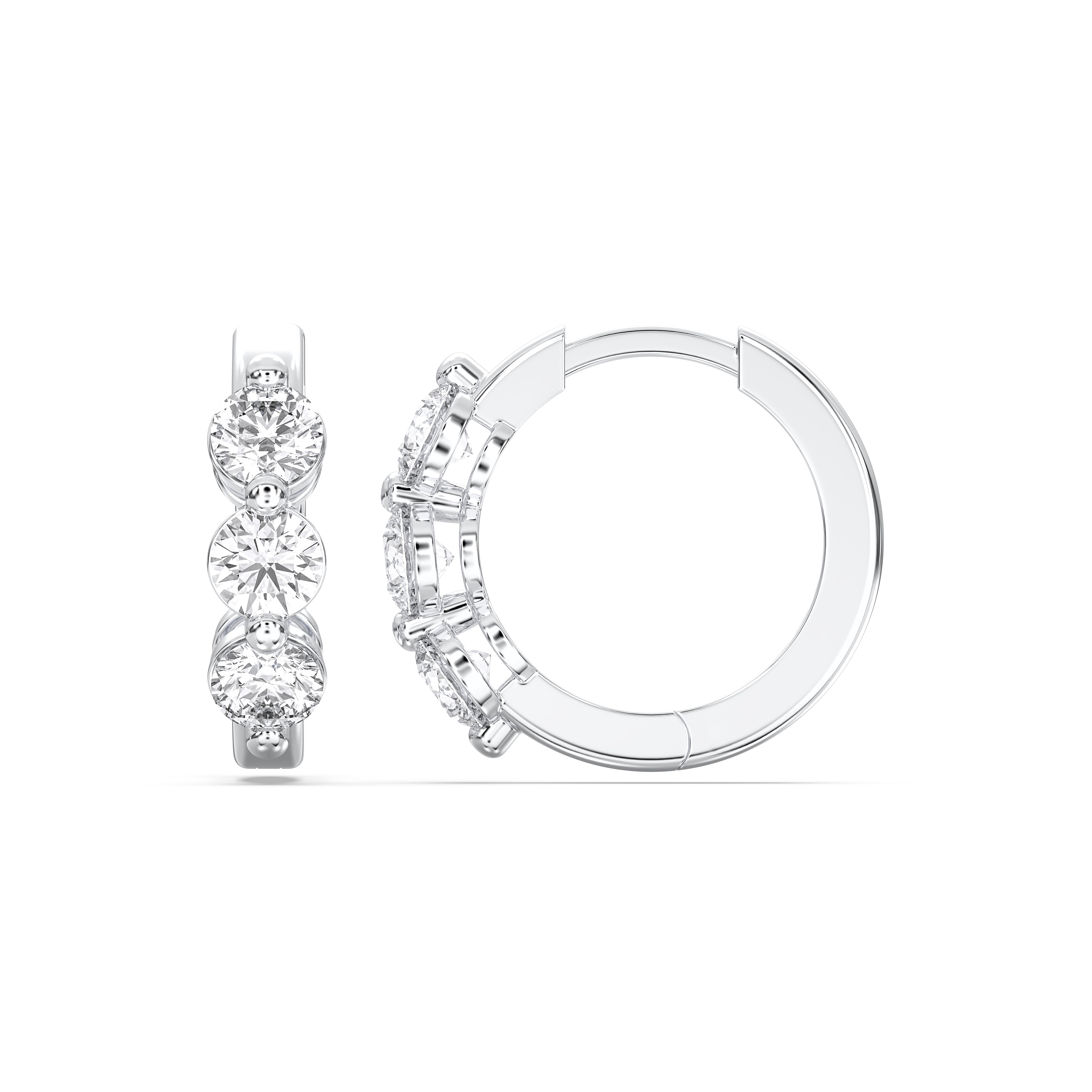 1.45 Carat Lab Grown Round Diamond Hoop Earring For Her