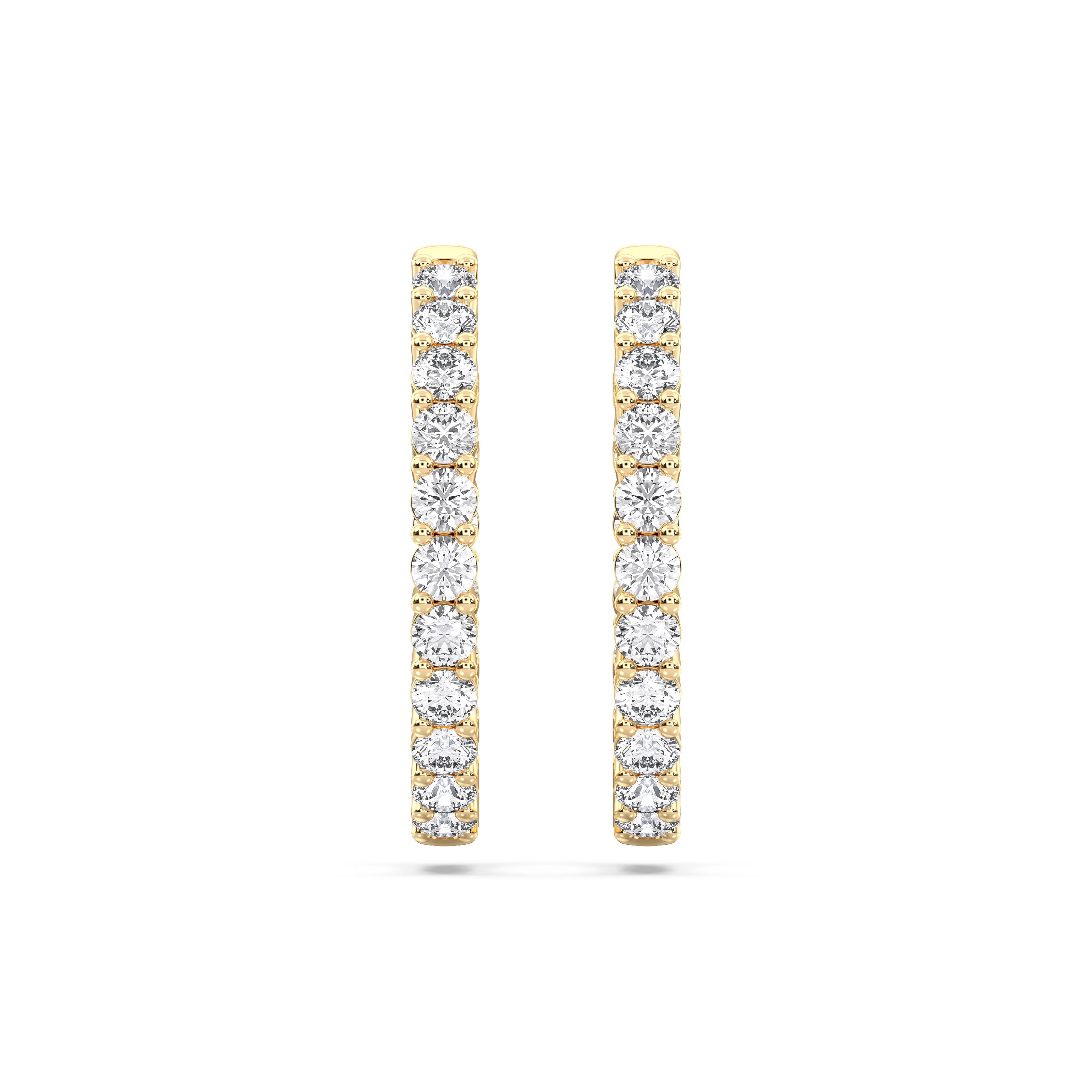 2.75 Carat Round Brilliant Cut Lab Created Diamond Hoop Earring Made in Solid Gold