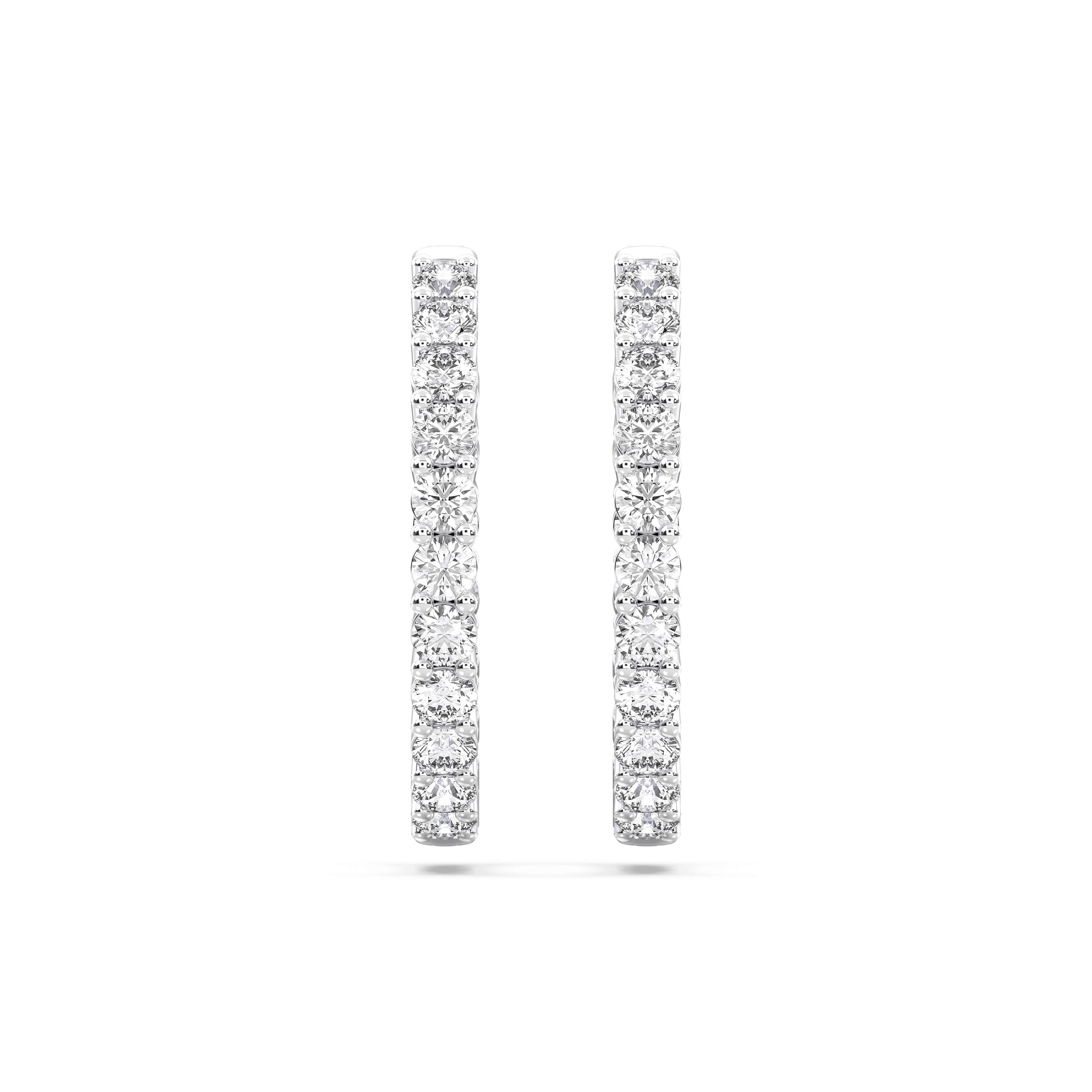 2.75 Carat Round Brilliant Cut Lab Created Diamond Hoop Earring Made in Solid Gold