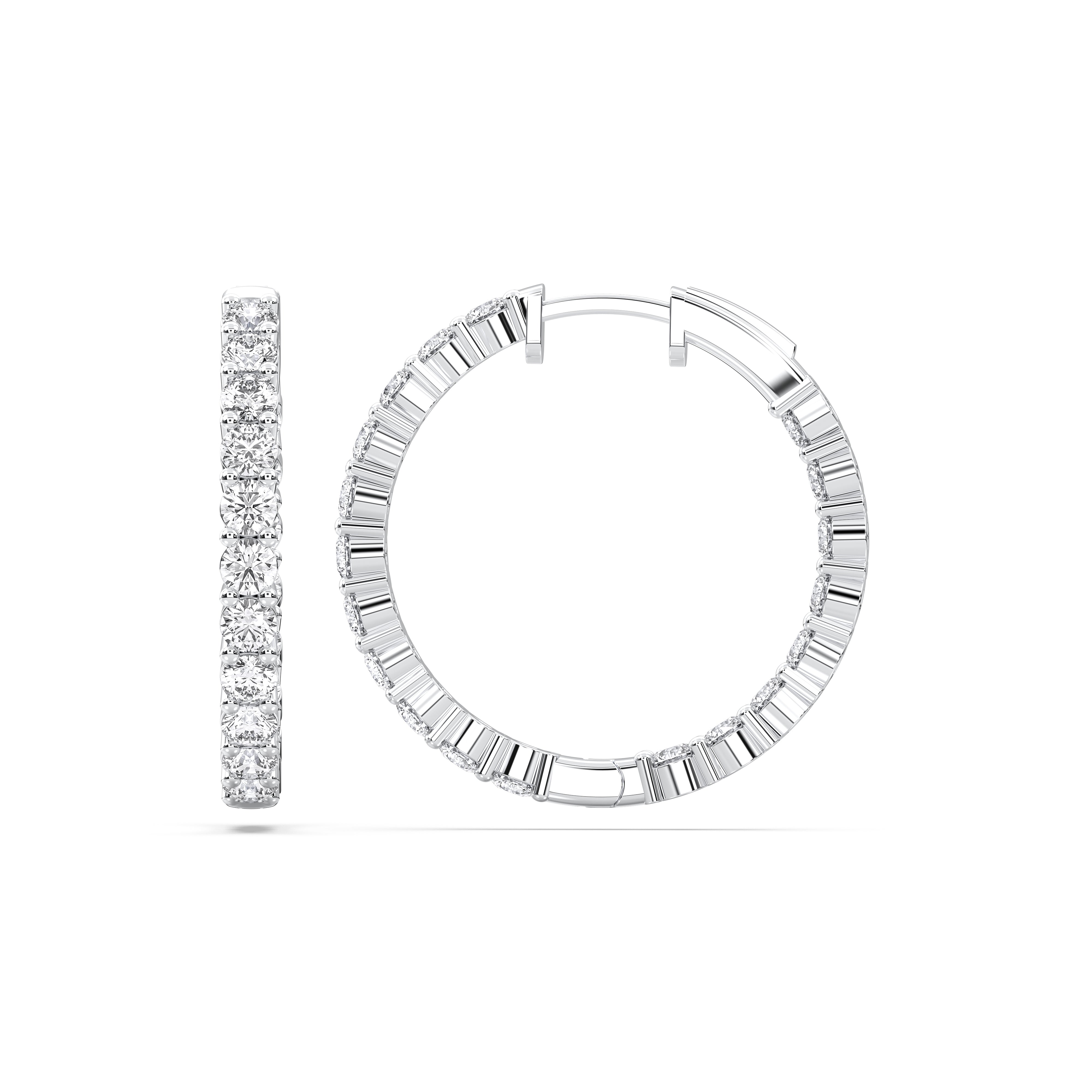 2.75 Carat Round Brilliant Cut Lab Created Diamond Hoop Earring Made in Solid Gold