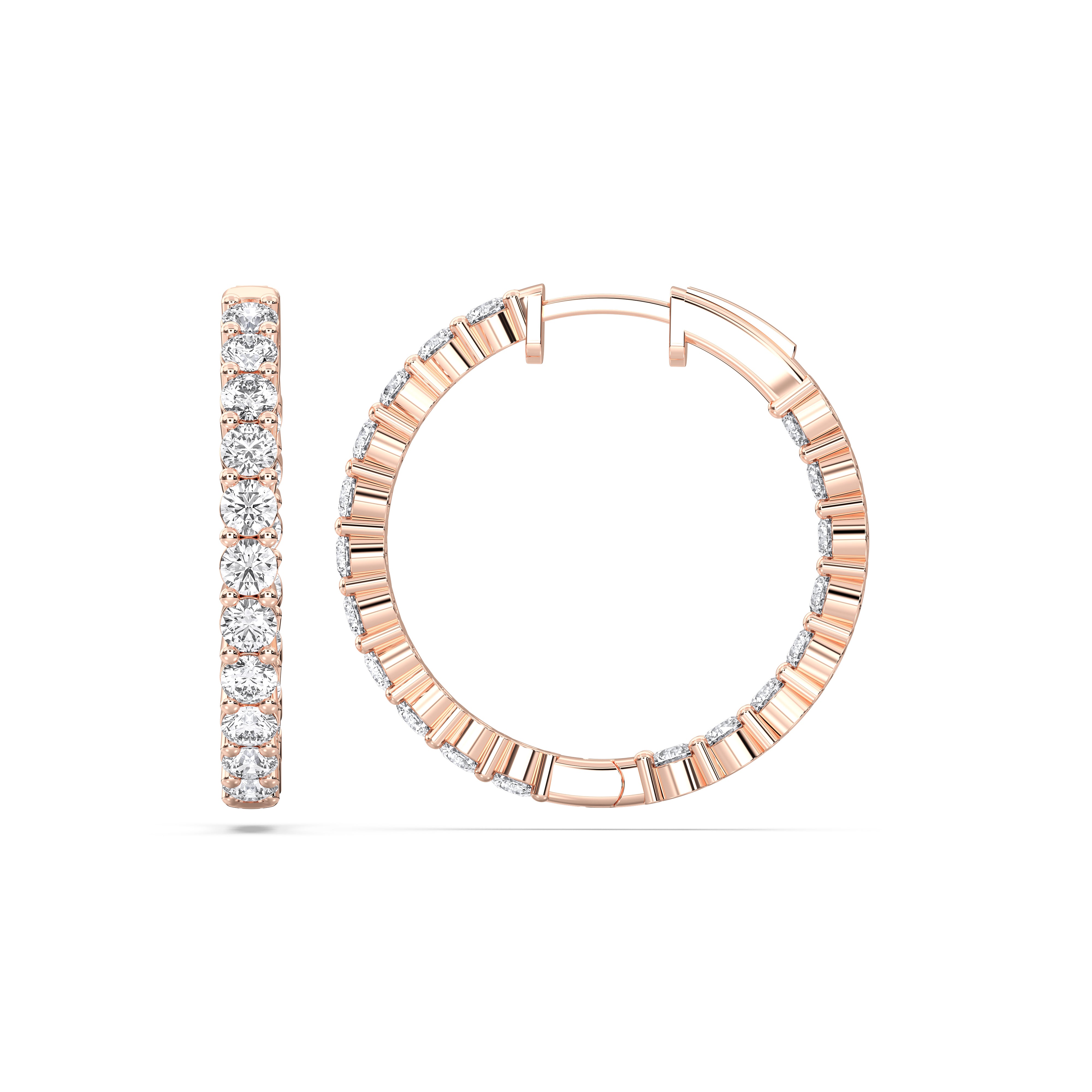 2.75 Carat Round Brilliant Cut Lab Created Diamond Hoop Earring Made in Solid Gold