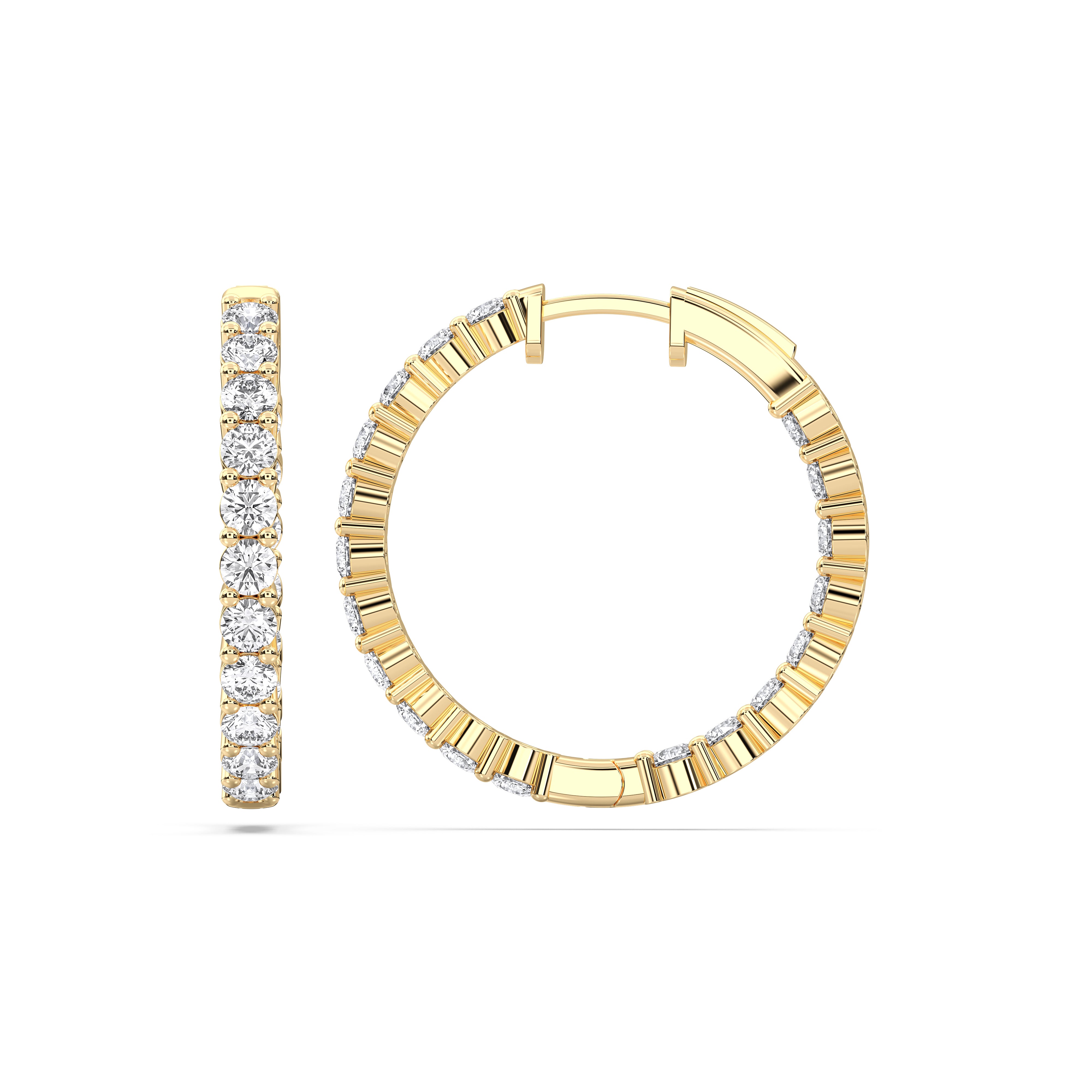 2.75 Carat Round Brilliant Cut Lab Created Diamond Hoop Earring Made in Solid Gold