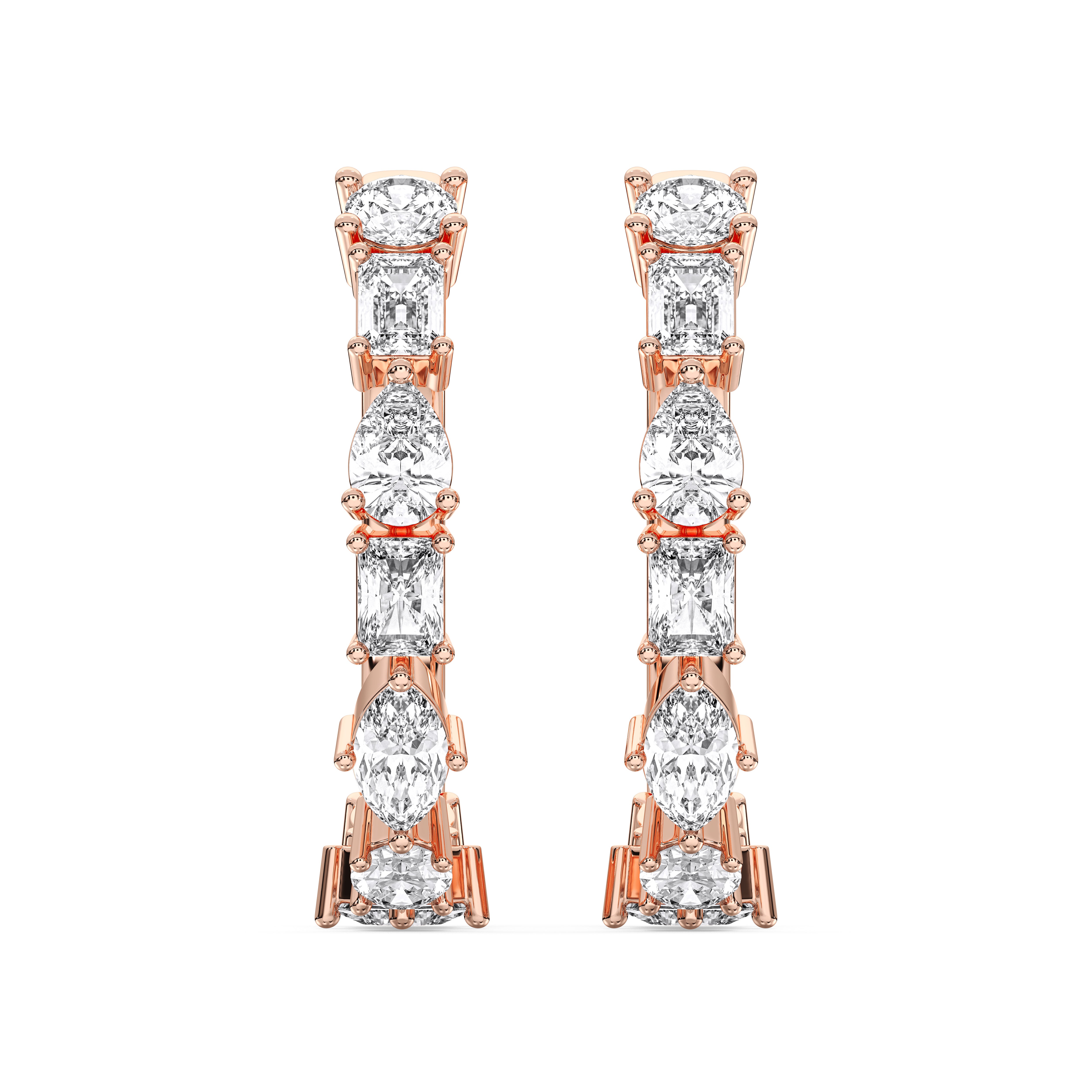 2.40 Carat Emerald, Pear, Radiant, Marquise, Oval & Round Cut Lab Grown Diamond Hoop Earring