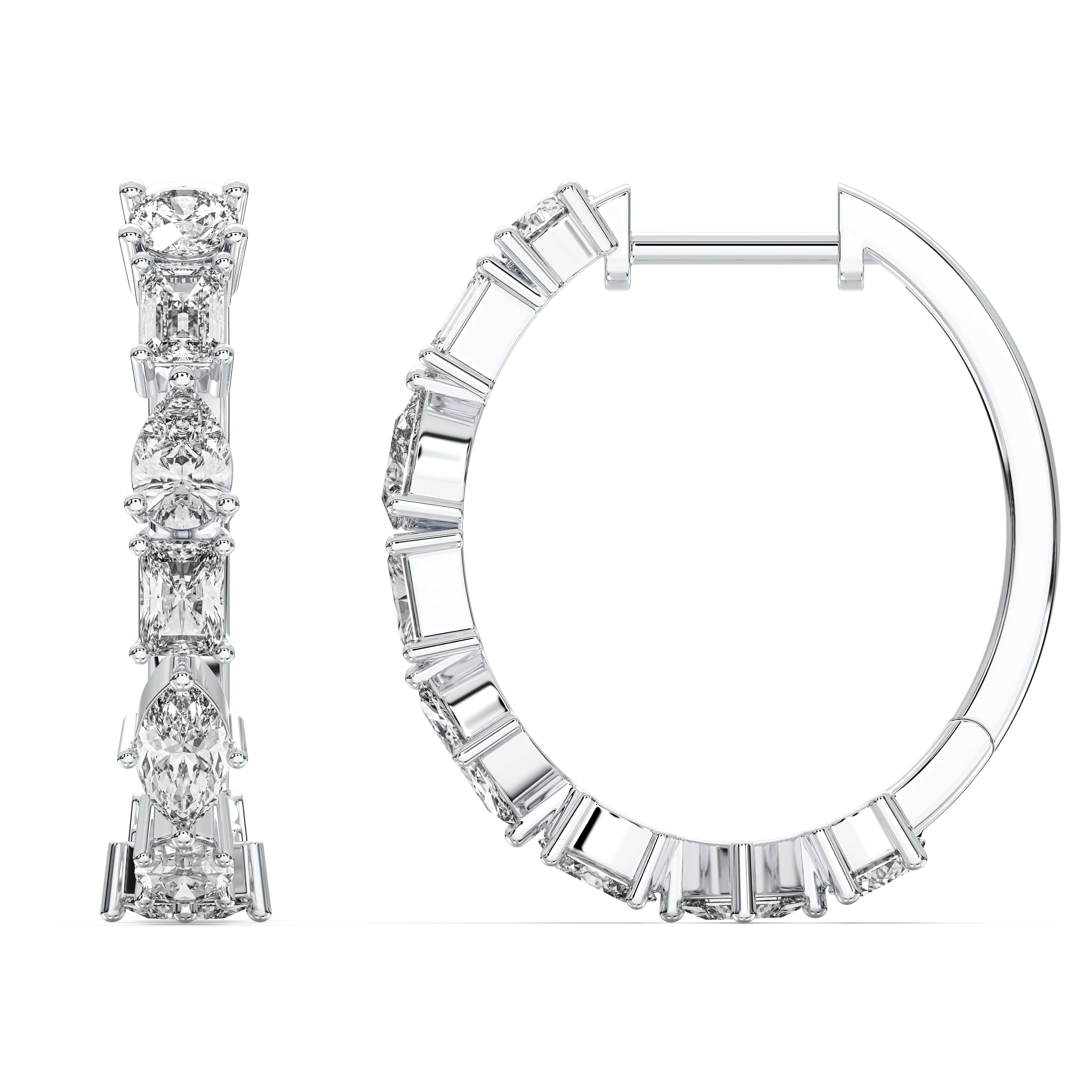 2.40 Carat Emerald, Pear, Radiant, Marquise, Oval & Round Cut Lab Grown Diamond Hoop Earring