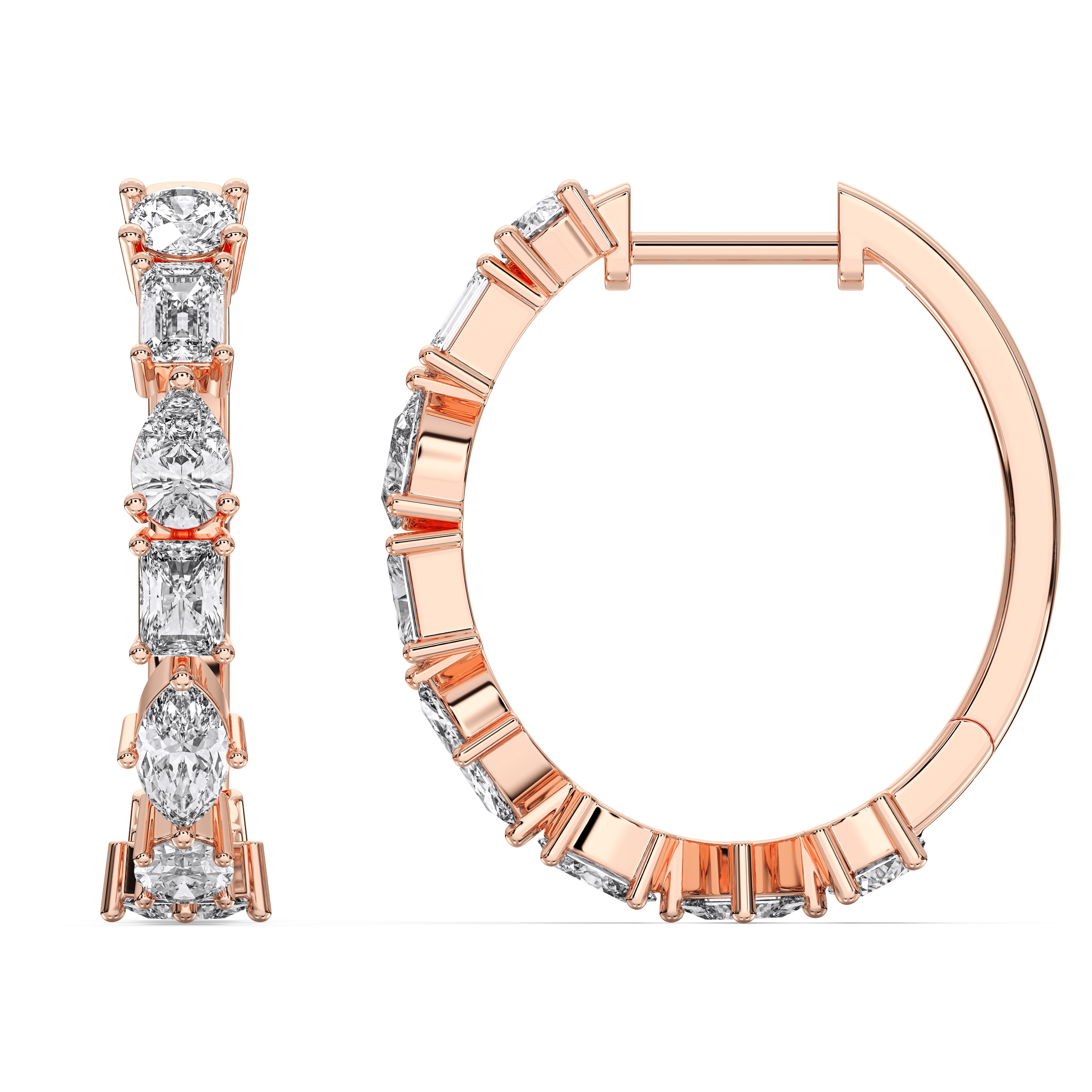 2.40 Carat Emerald, Pear, Radiant, Marquise, Oval & Round Cut Lab Grown Diamond Hoop Earring