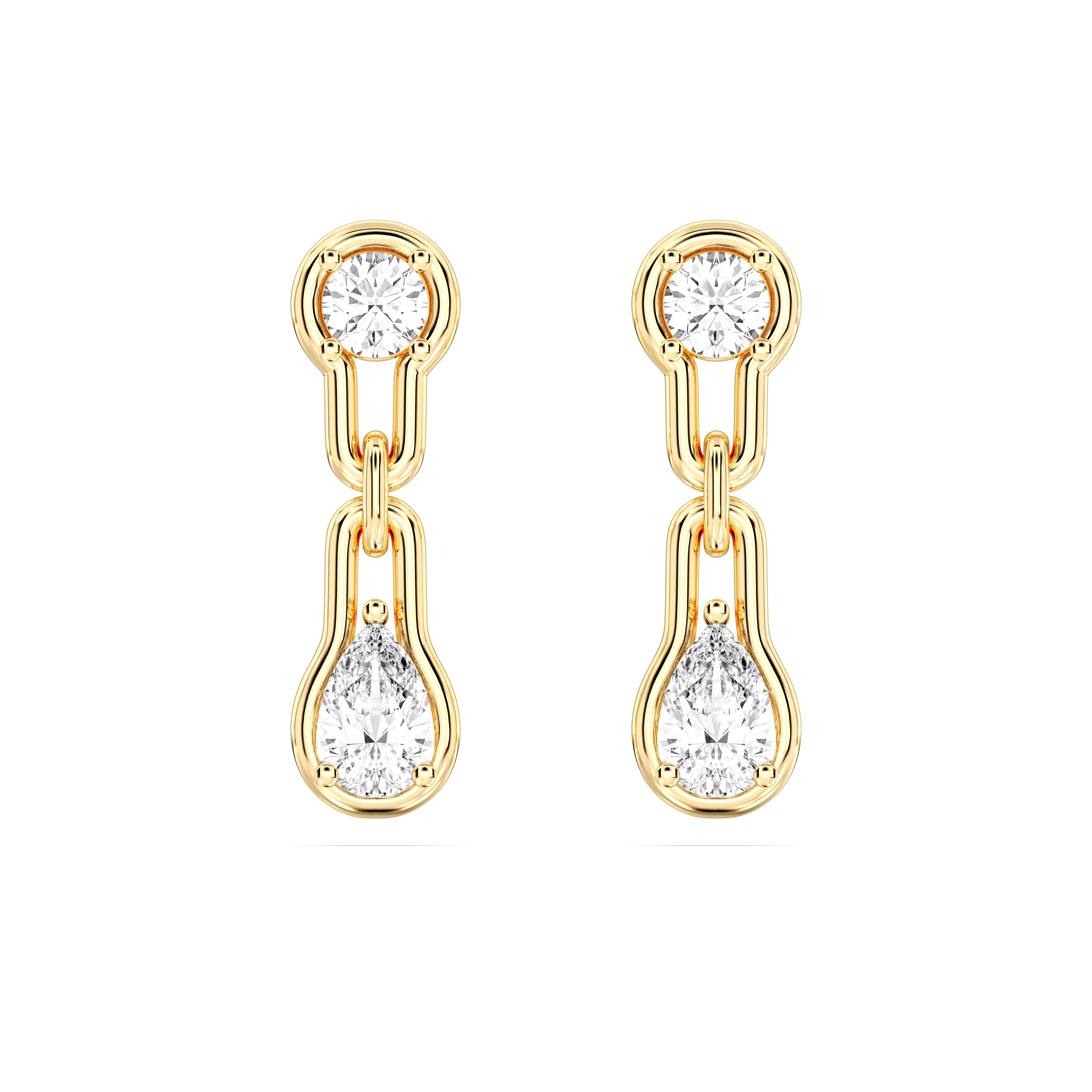 1.50 Carat Pear & Round Cut Diamond Drop Earring For Women in Solid Gold