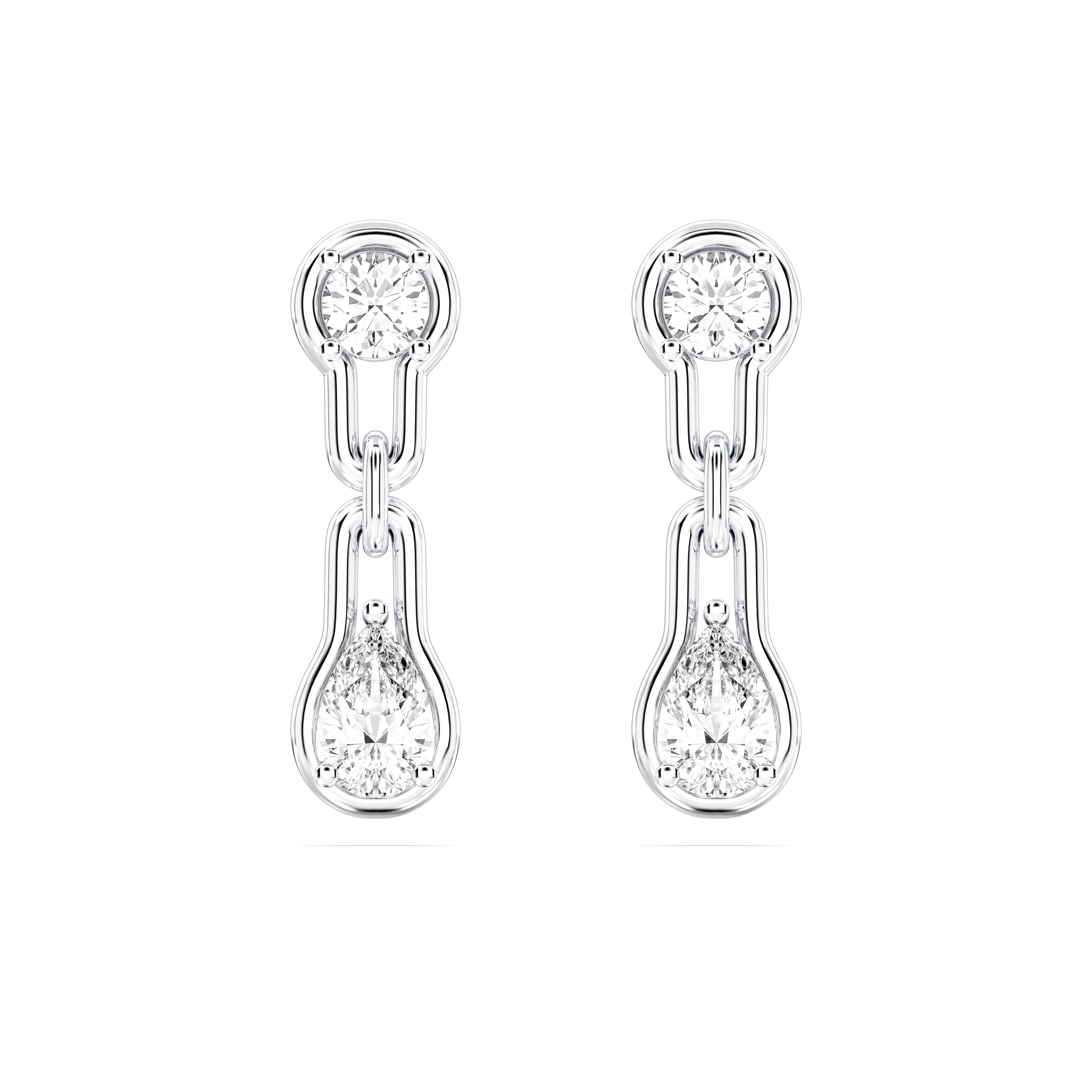 1.50 Carat Pear & Round Cut Diamond Drop Earring For Women in Solid Gold