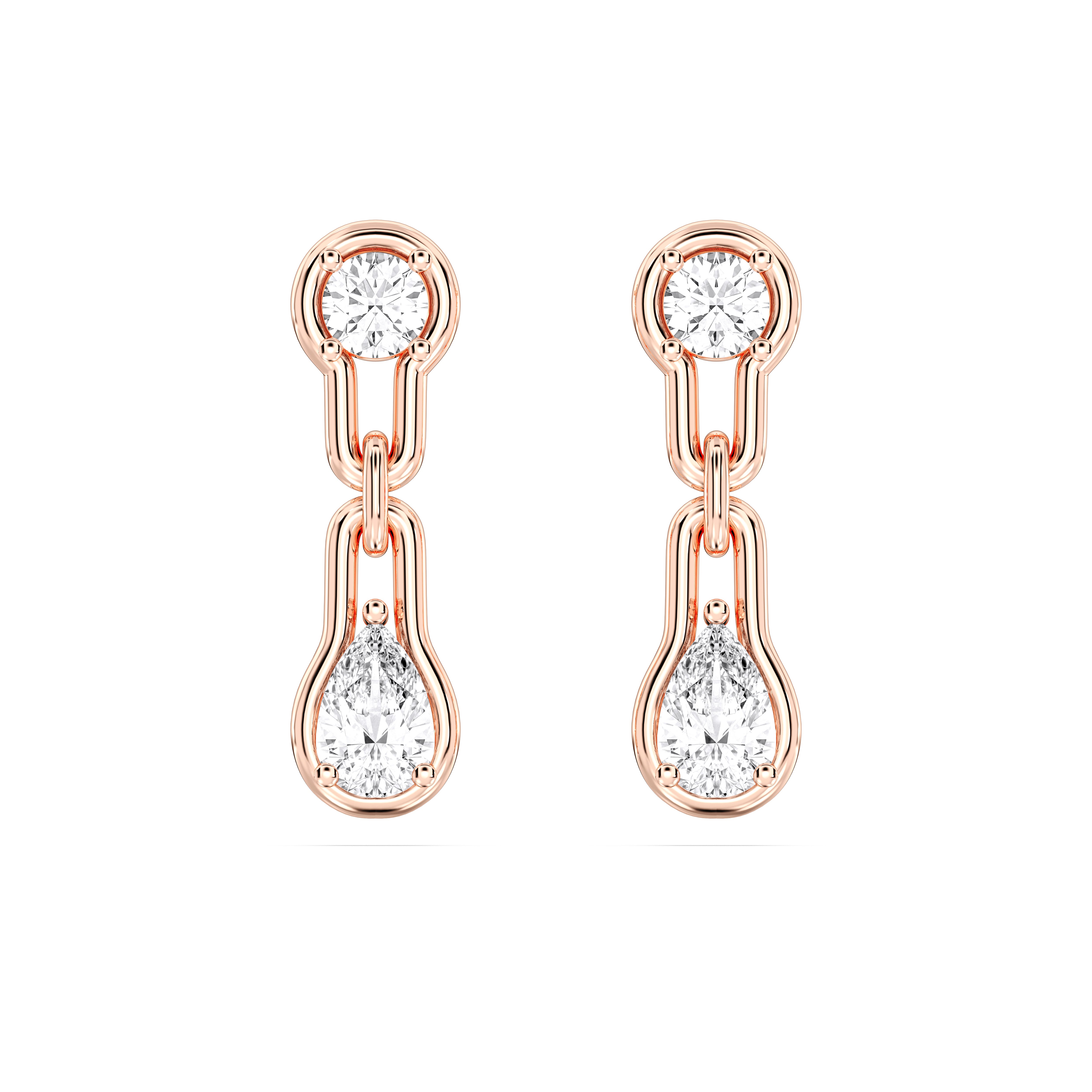 1.50 Carat Pear & Round Cut Diamond Drop Earring For Women in Solid Gold