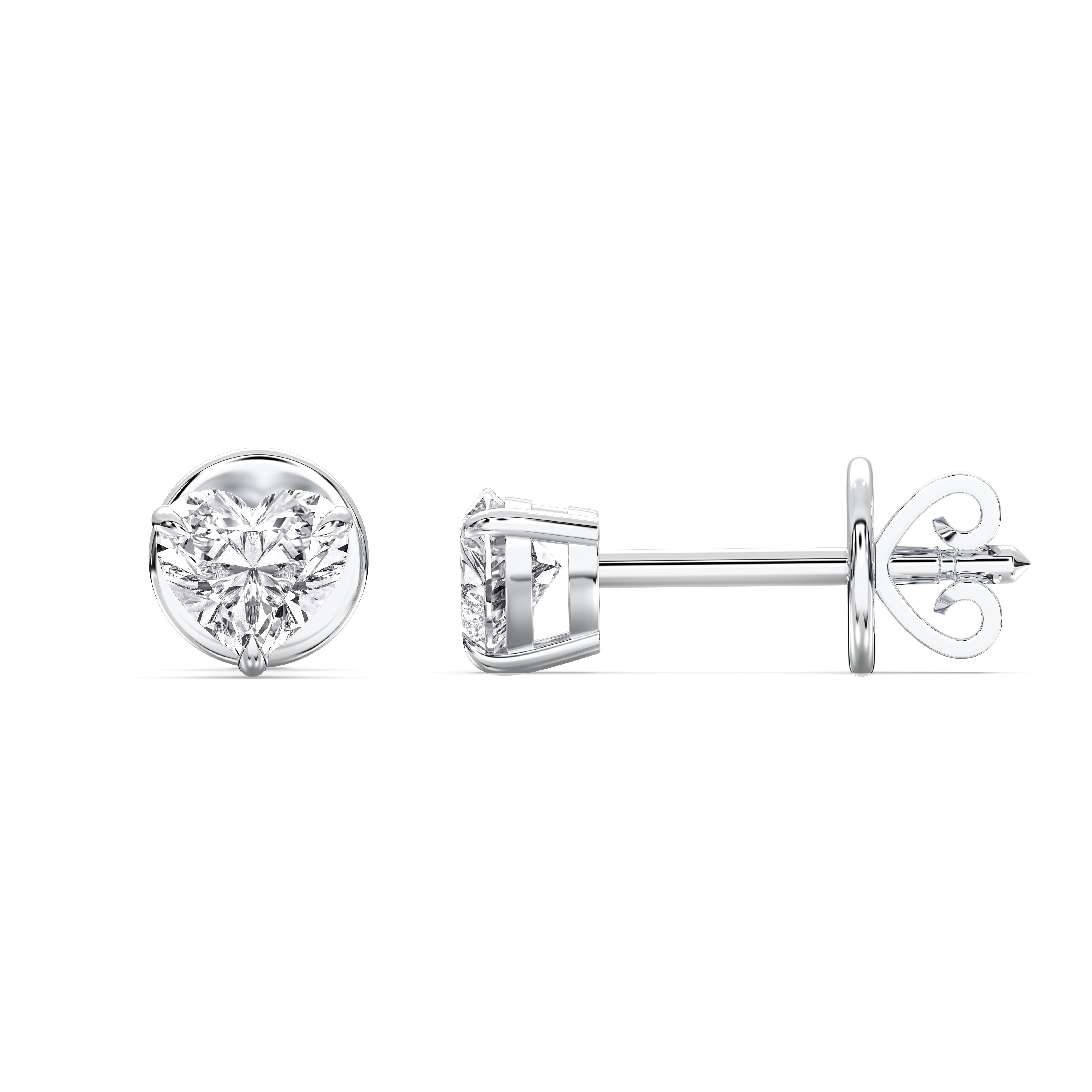 0.50 Carat Herat Shape Lab Grown Diamond Stud Earring