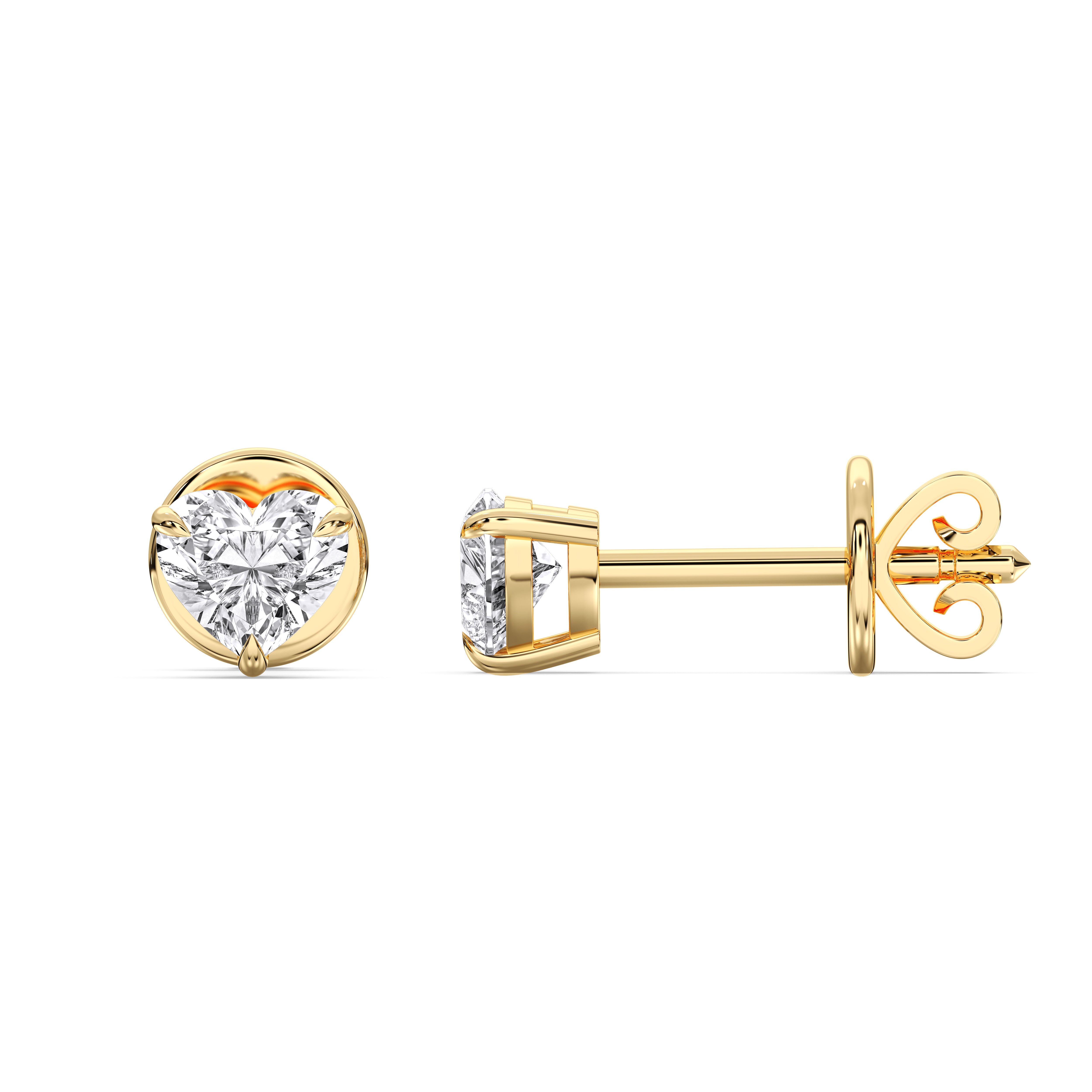 0.50 Carat Herat Shape Lab Grown Diamond Stud Earring