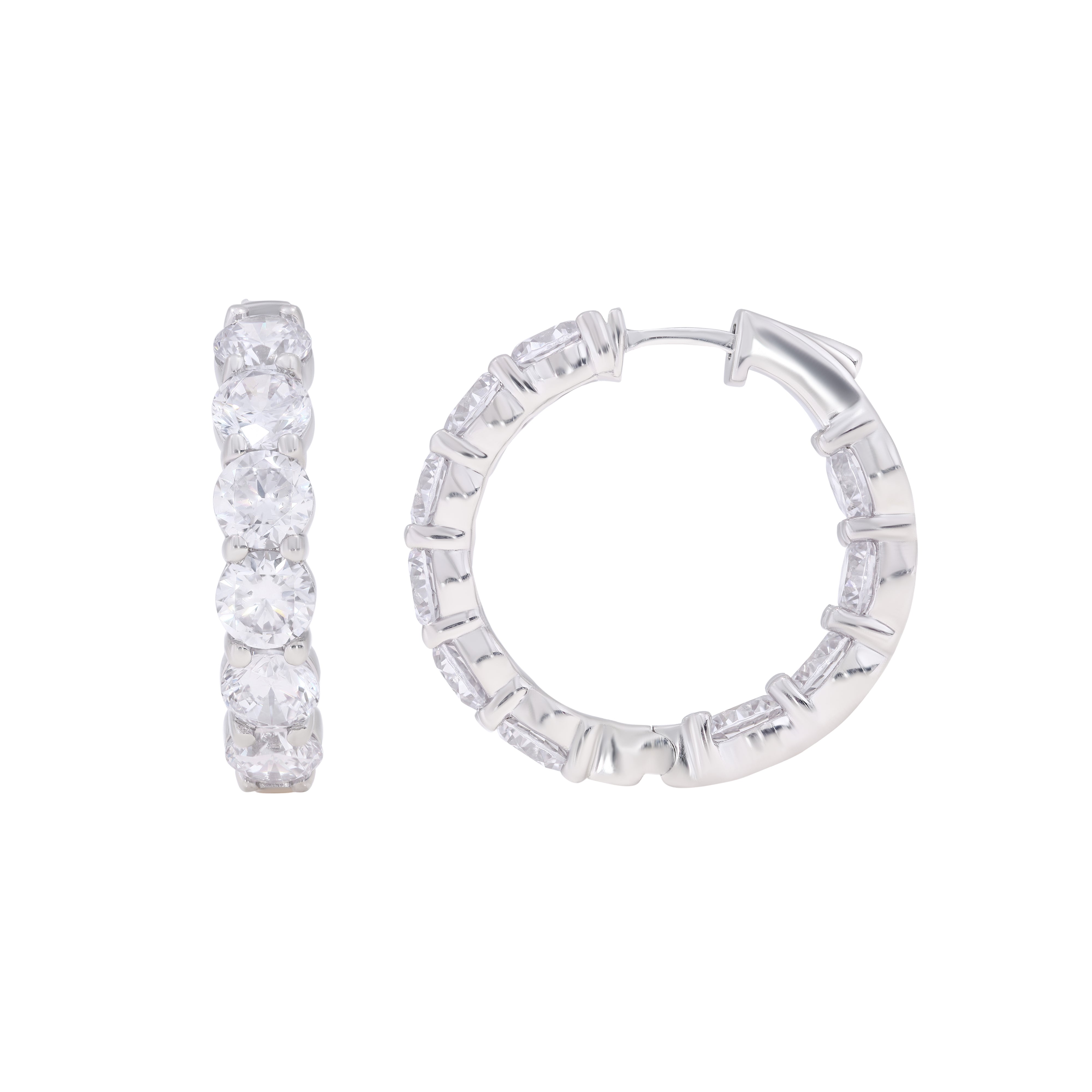 Keeva Jewels Round Diamond Hinged Huggie Hoop Earring- KJE3322