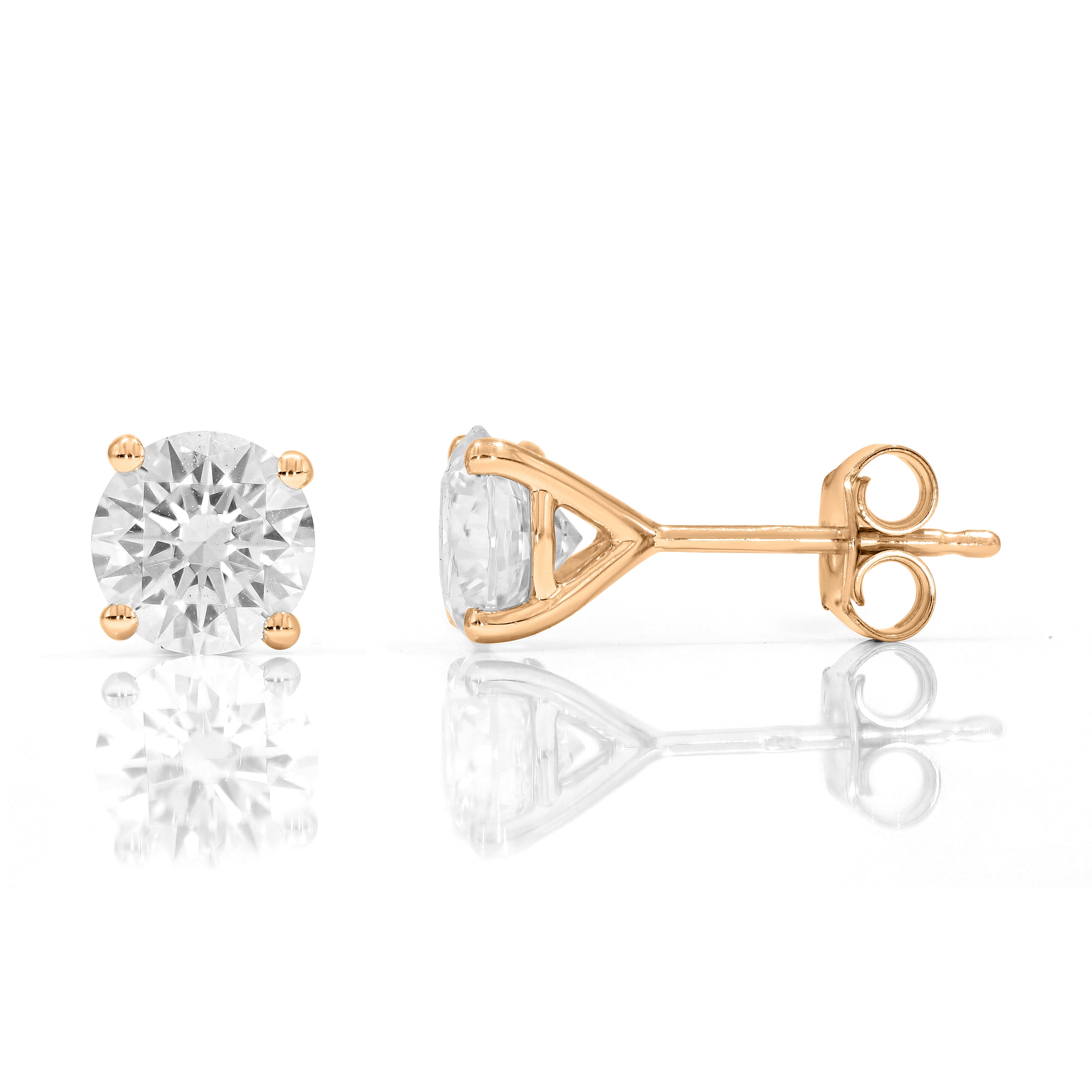 Keeva Jewels Round Diamond Prong Set Stud Earrings- KJE3815-1.5CT