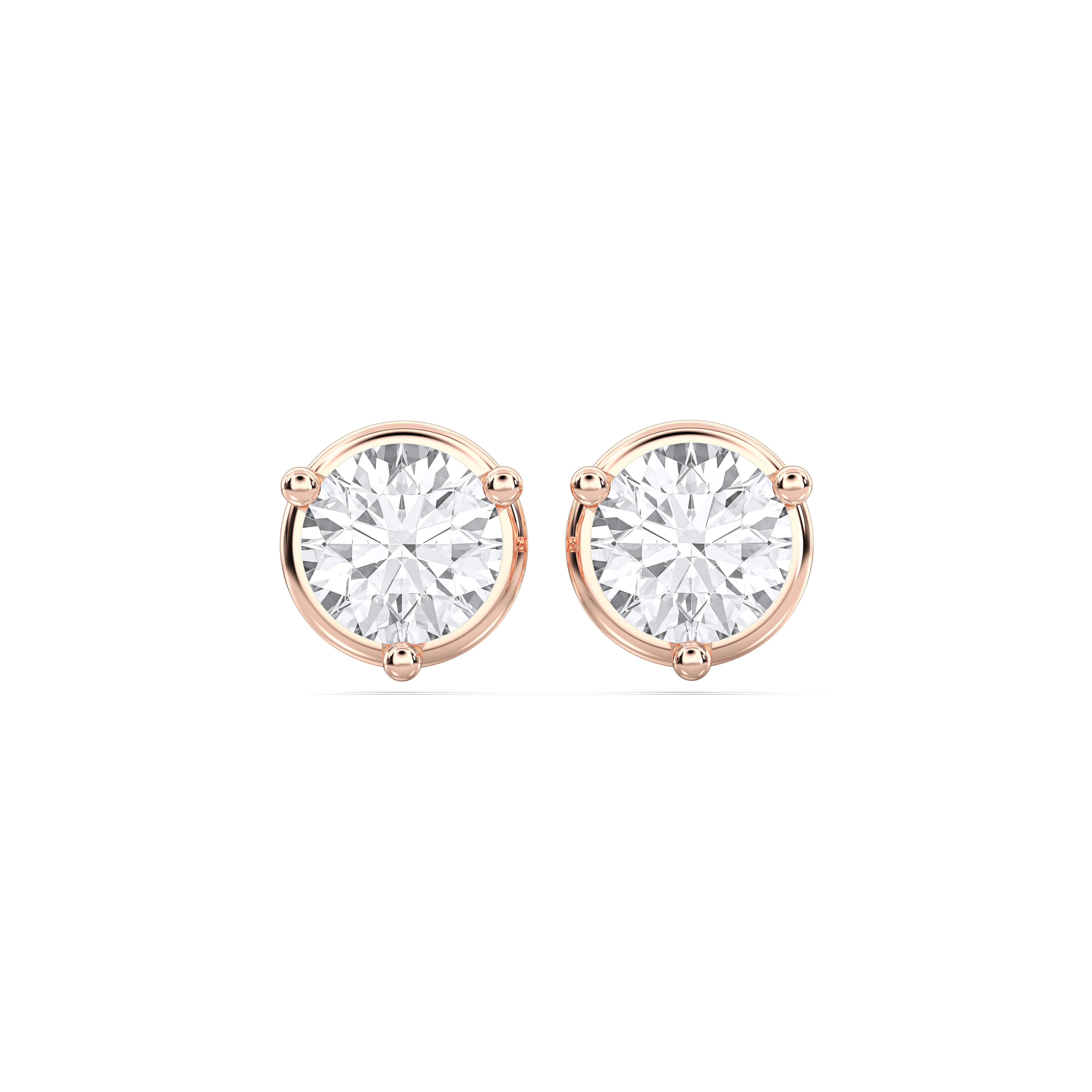 0.50 Ct Lab Grown Round Diamond Push Back Stud Earring Made in Solid Gold