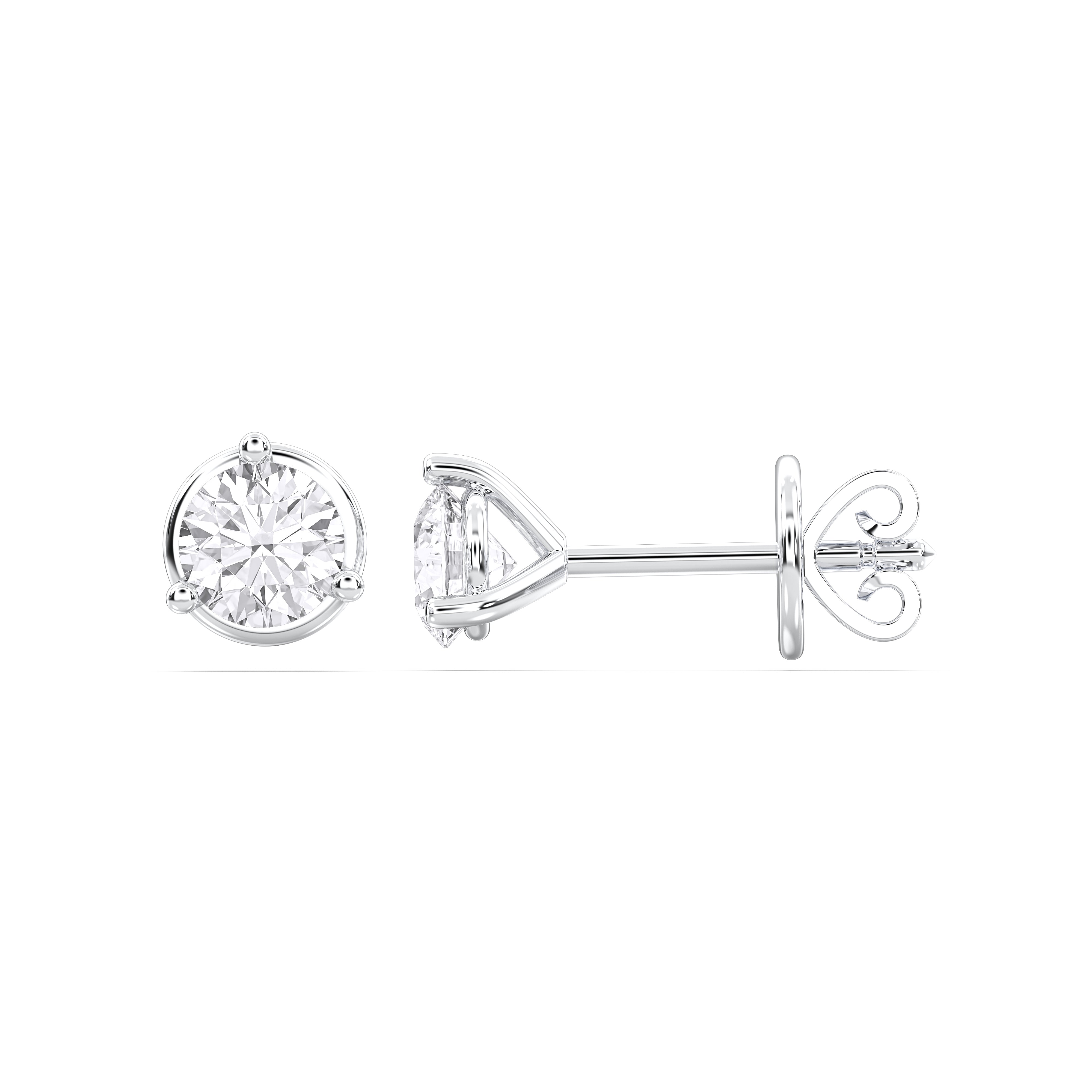 0.50 Ct Lab Grown Round Diamond Push Back Stud Earring Made in Solid Gold