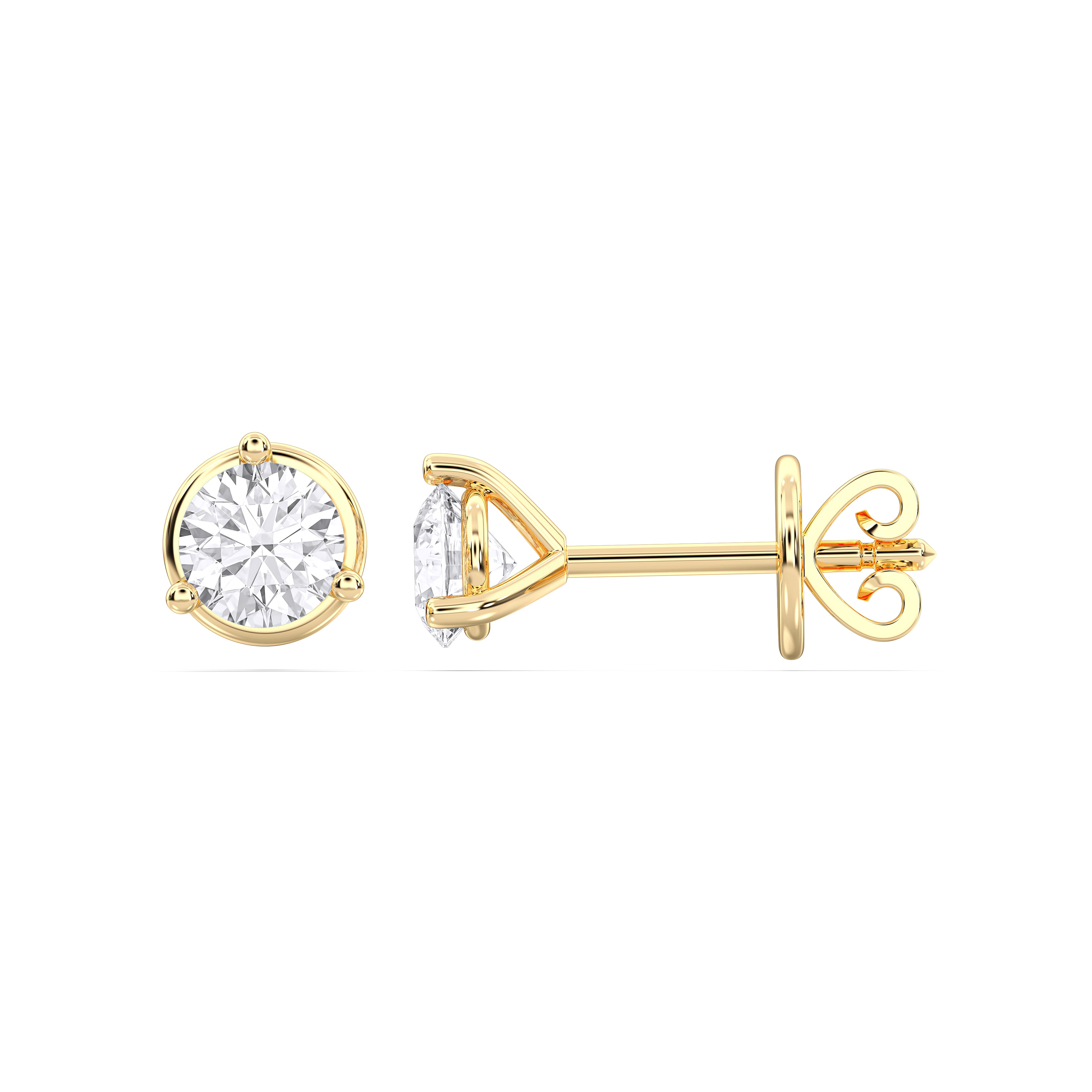 0.50 Ct Lab Grown Round Diamond Push Back Stud Earring Made in Solid Gold
