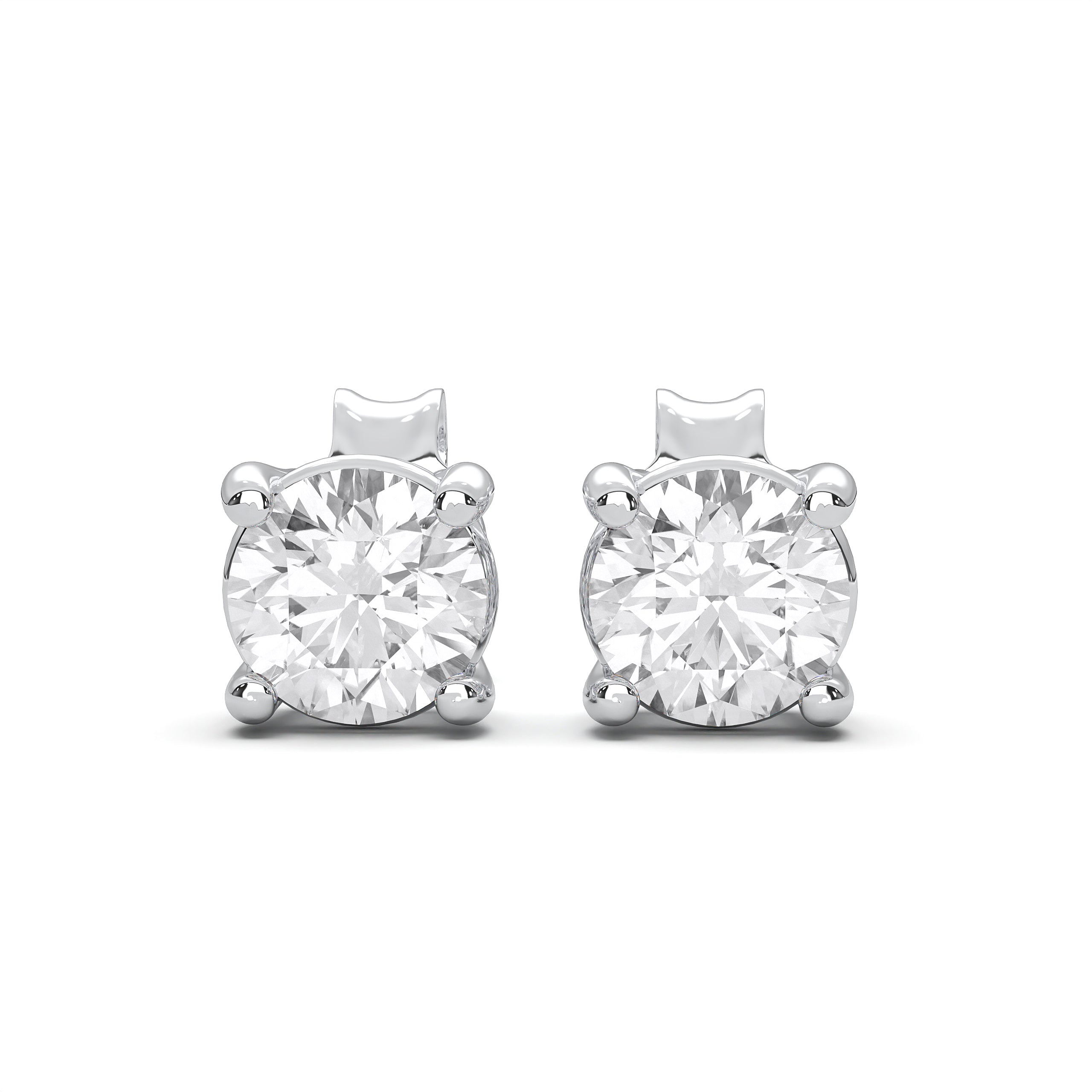0.25 to 4.00 Carat Round Cut Lab Grown Diamond Screw back Stud Earring in Solid Gold