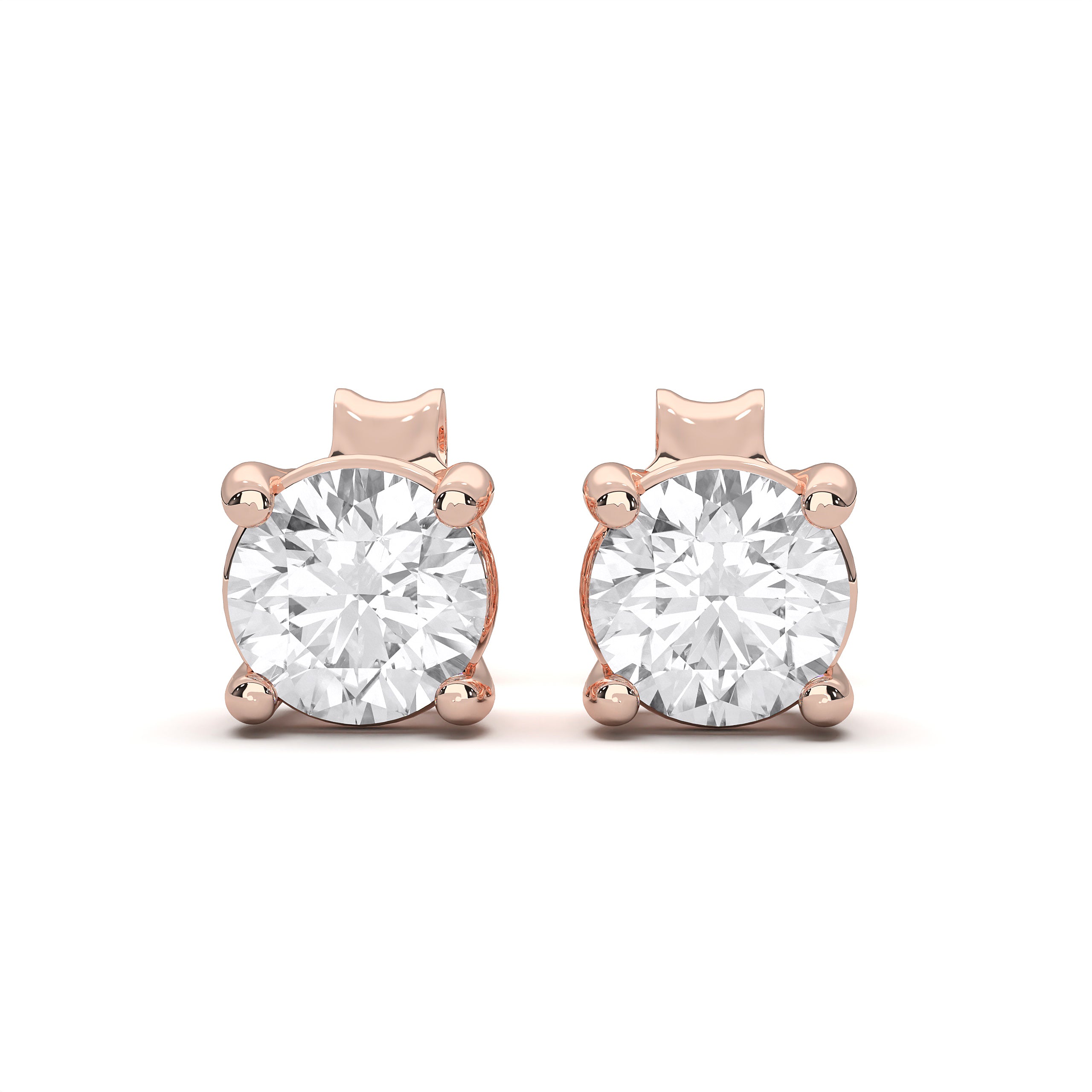 0.25 to 4.00 Carat Round Cut Lab Grown Diamond Screw back Stud Earring in Solid Gold