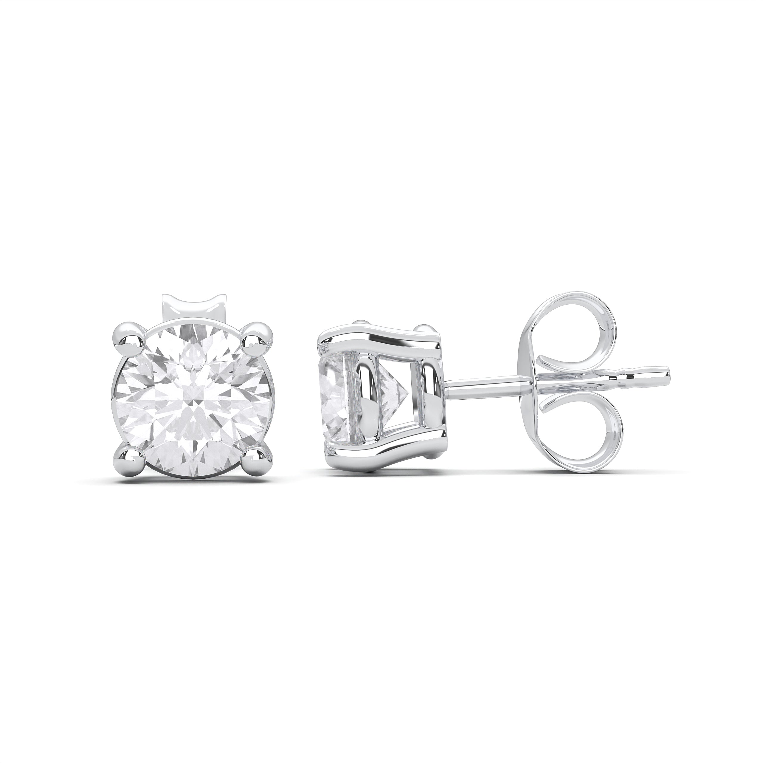 0.25 to 4.00 Carat Round Cut Lab Grown Diamond Screw back Stud Earring in Solid Gold