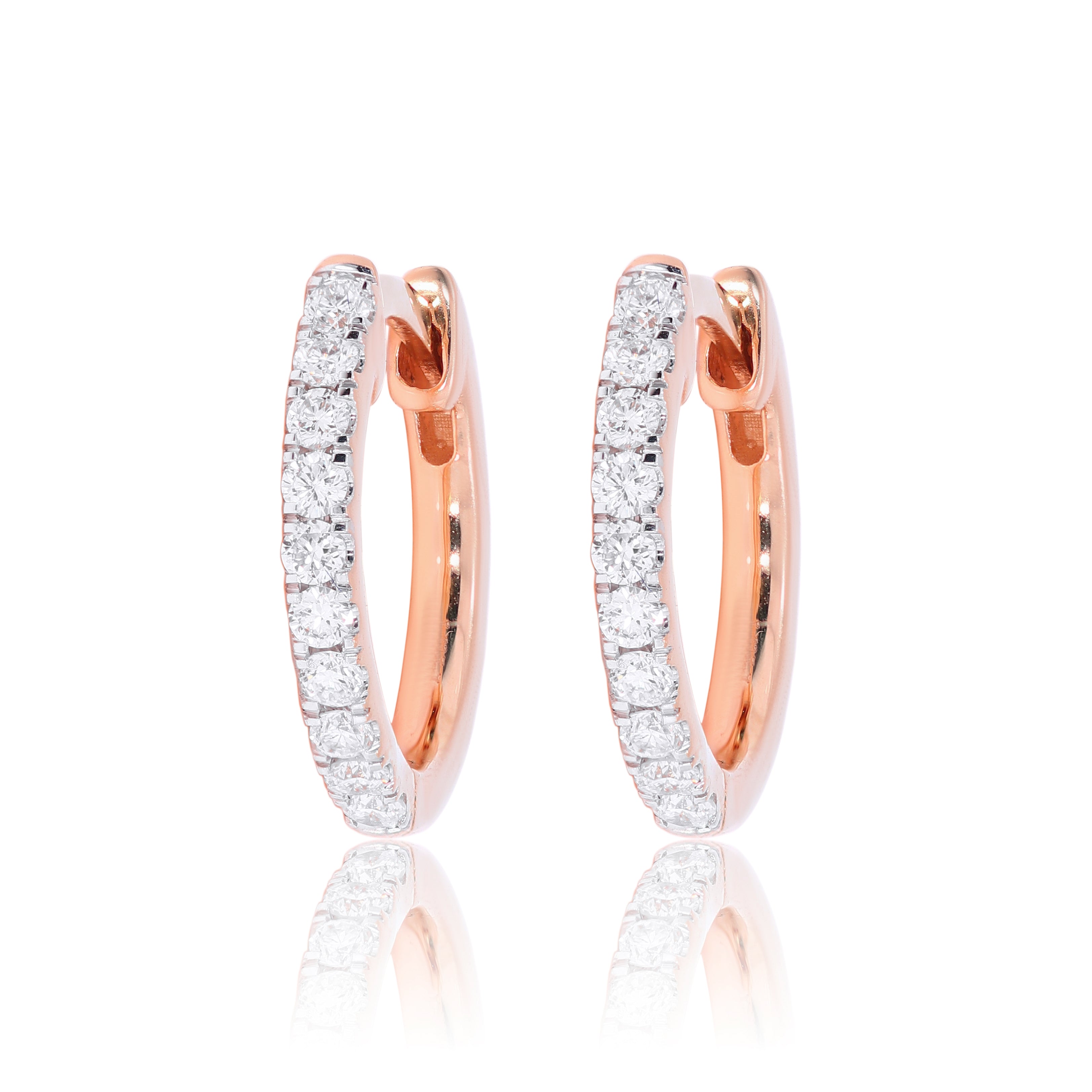 Keeva Jewels Round Diamond Hinged Huggie Hoop Earring - KJE4470