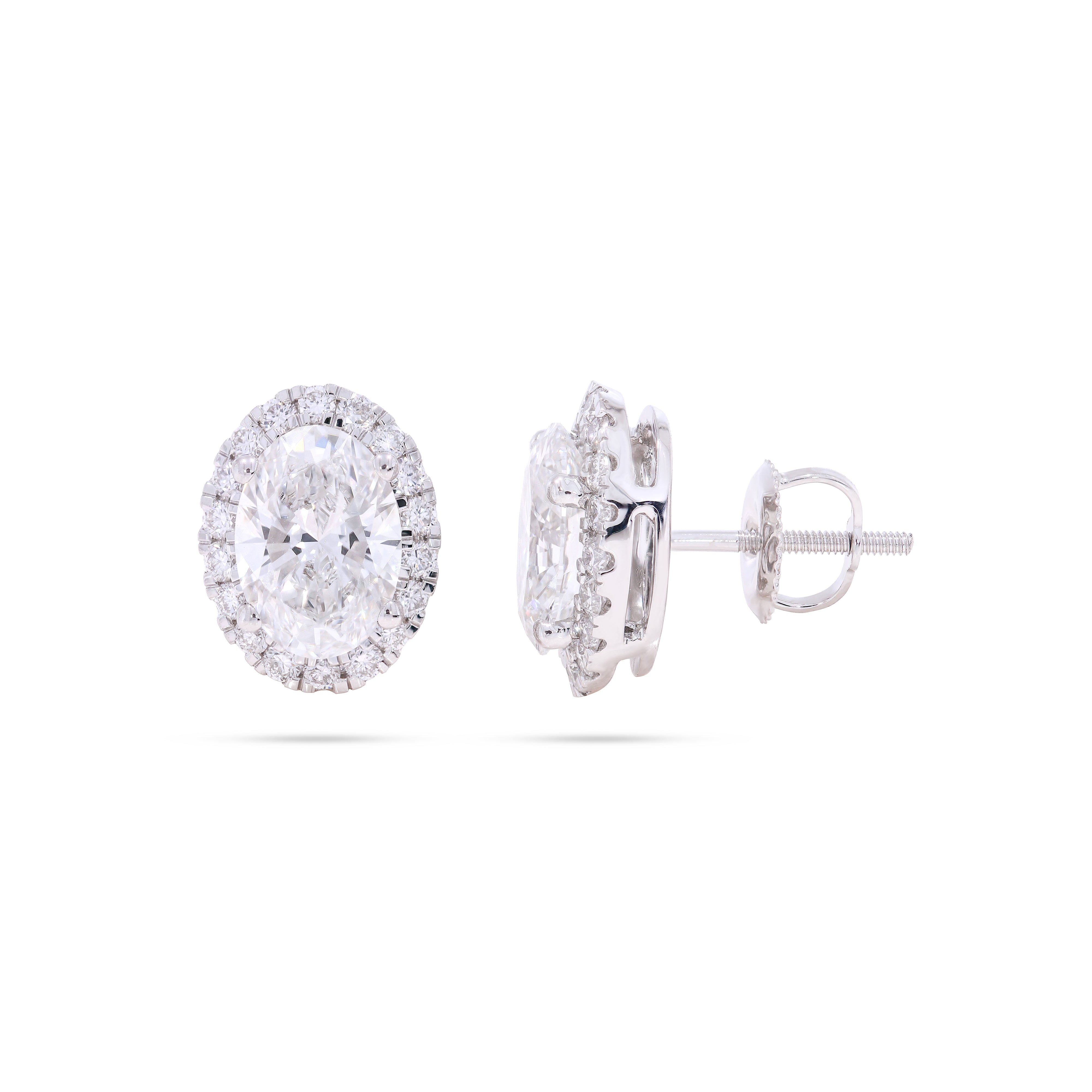 Keeva Jewels Oval Cut & Round Diamond Halo Stud Earrings - KJE4498