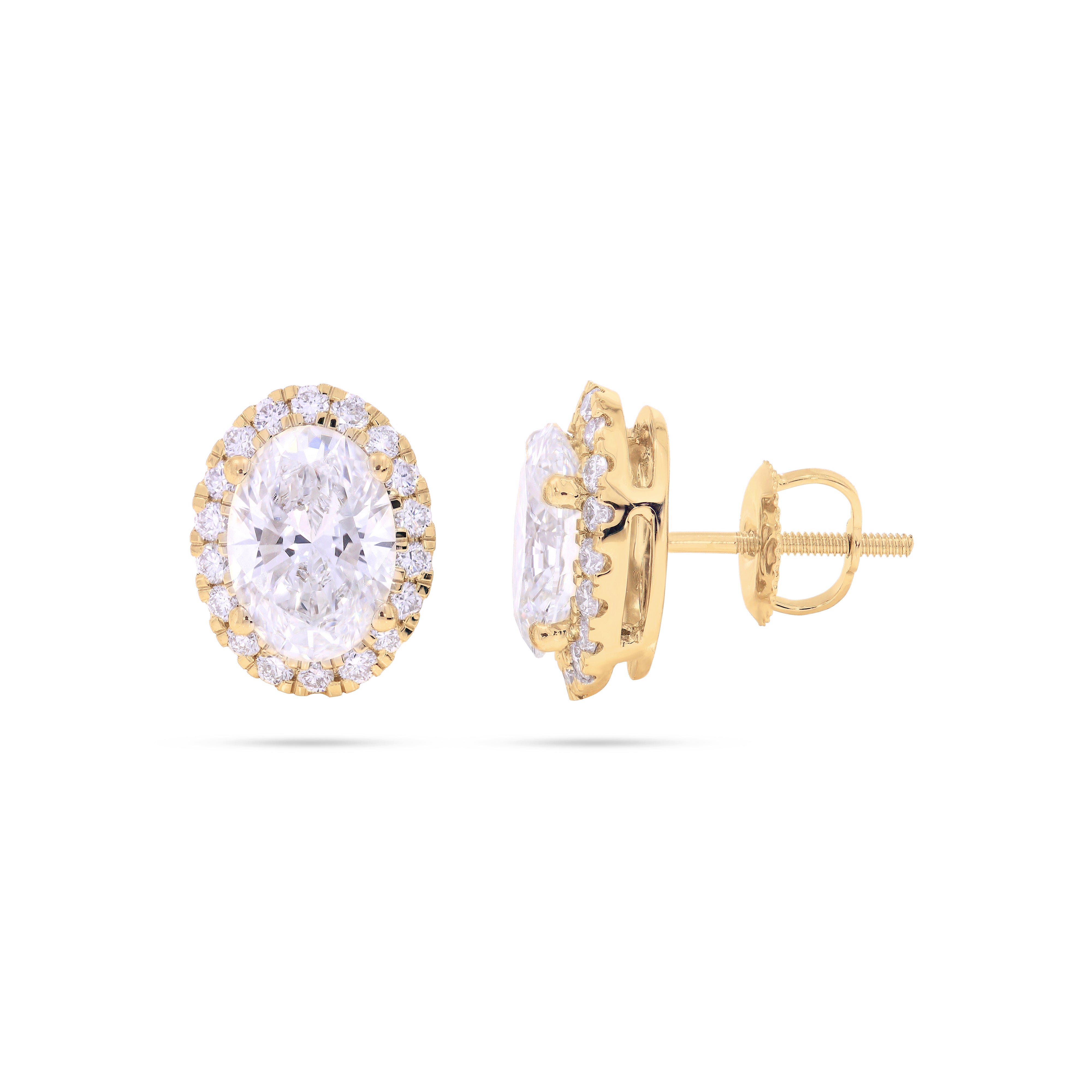 Keeva Jewels Oval Cut & Round Diamond Halo Stud Earrings - KJE4498