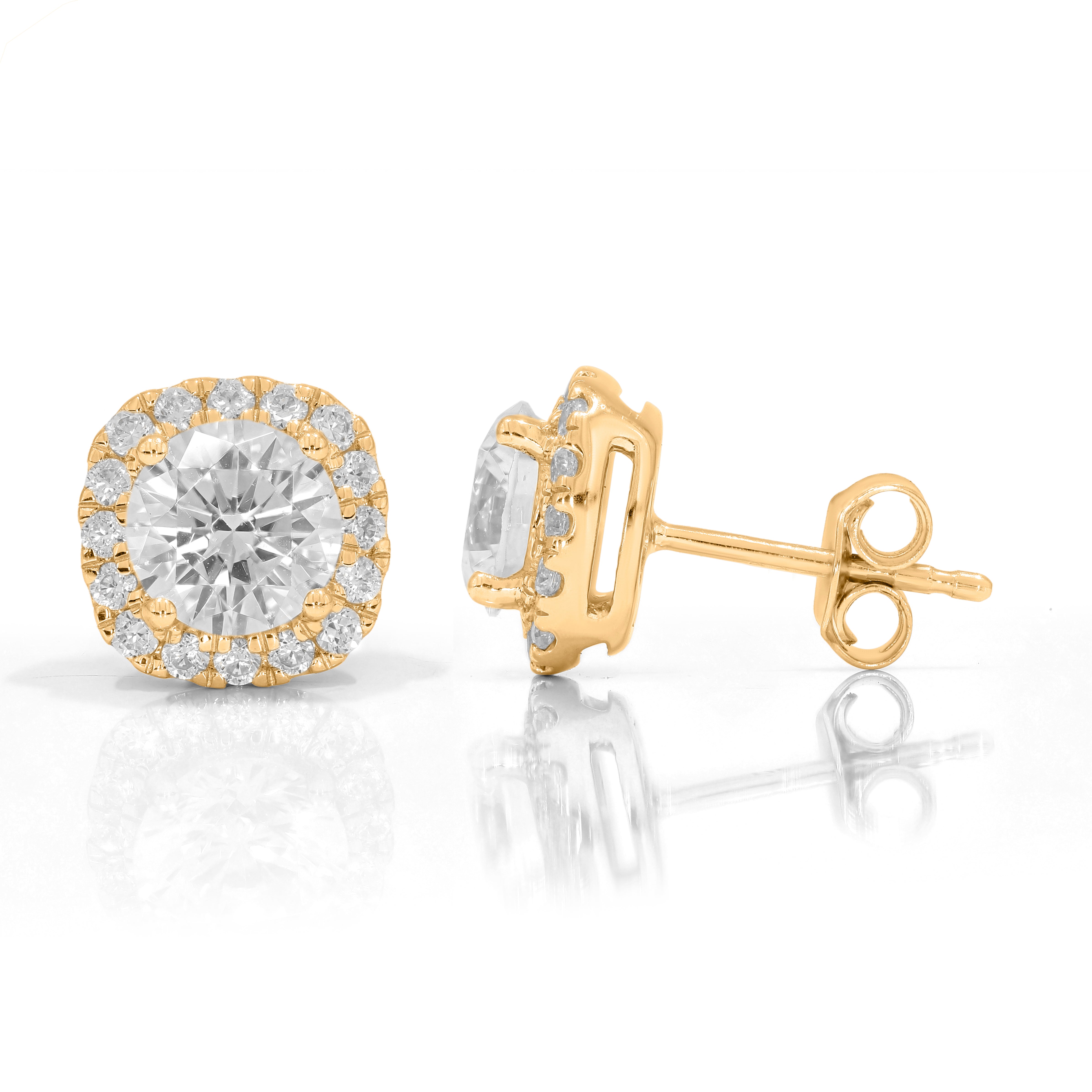 Keeva Jewels Round Diamond Halo Prong Set Stud Earrings - KJE4672