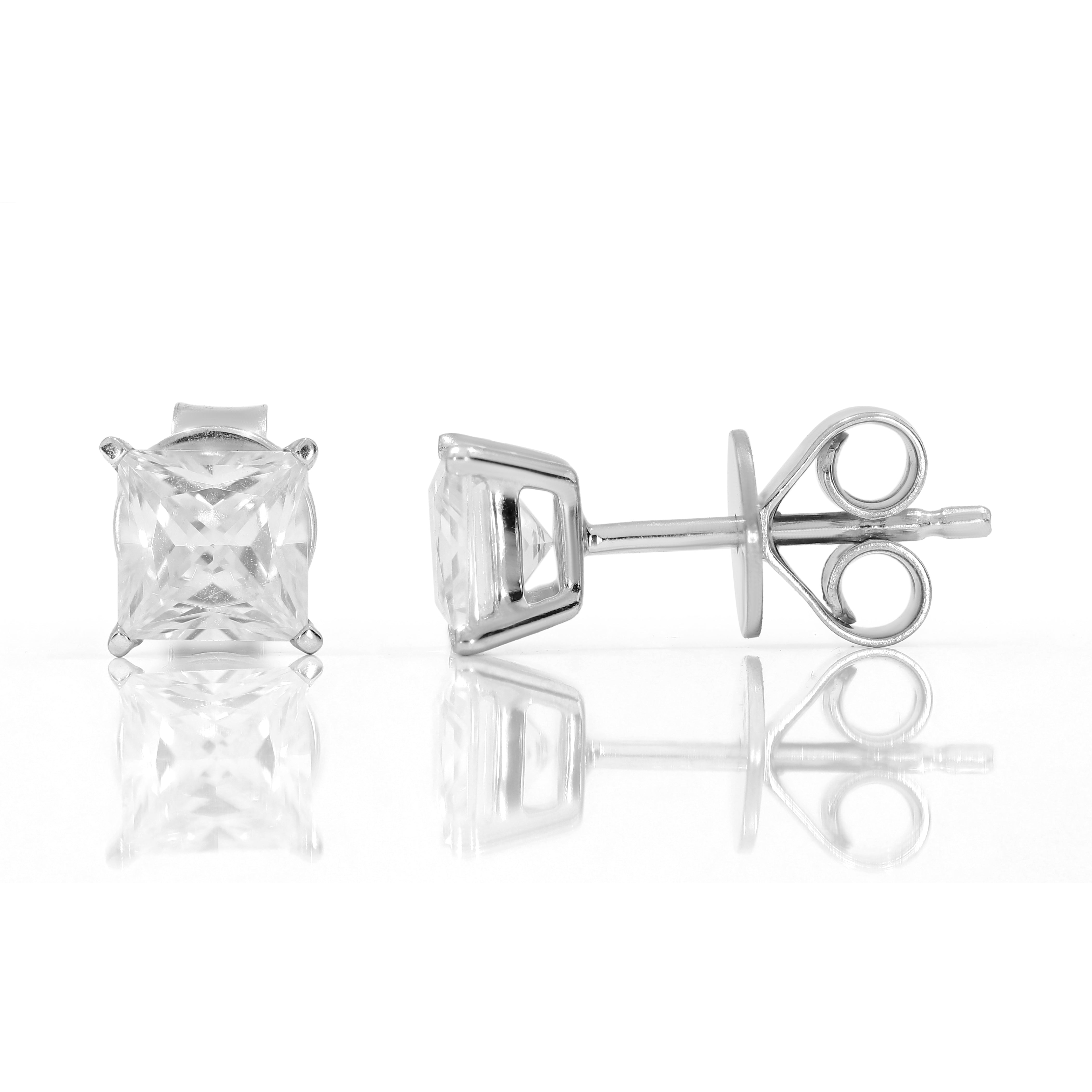 Keeva Jewels Single Princess Cut Diamond Stud Earrings- KJE4673