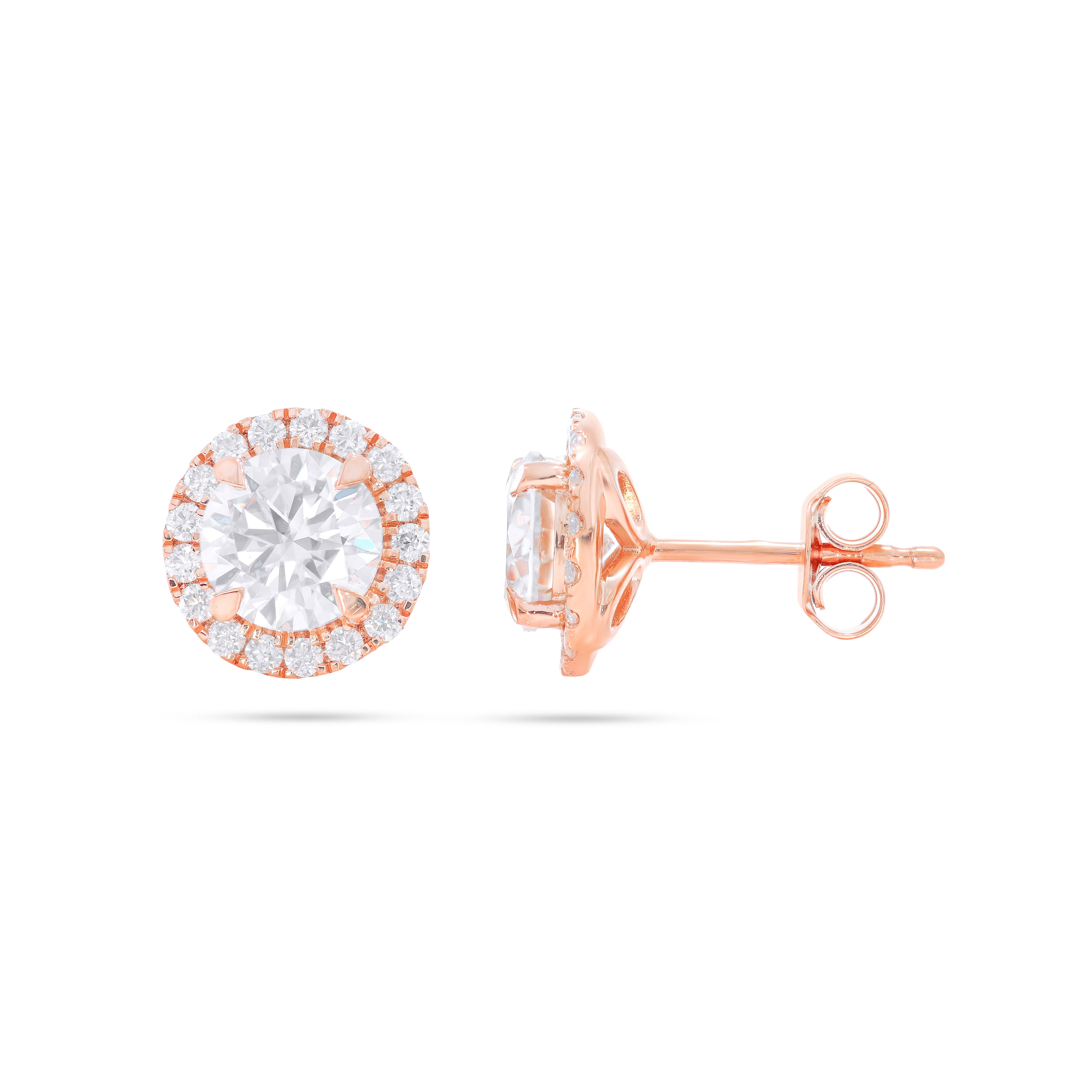 Keeva Jewels Round Diamond Halo Stud Earrings- KJE4730