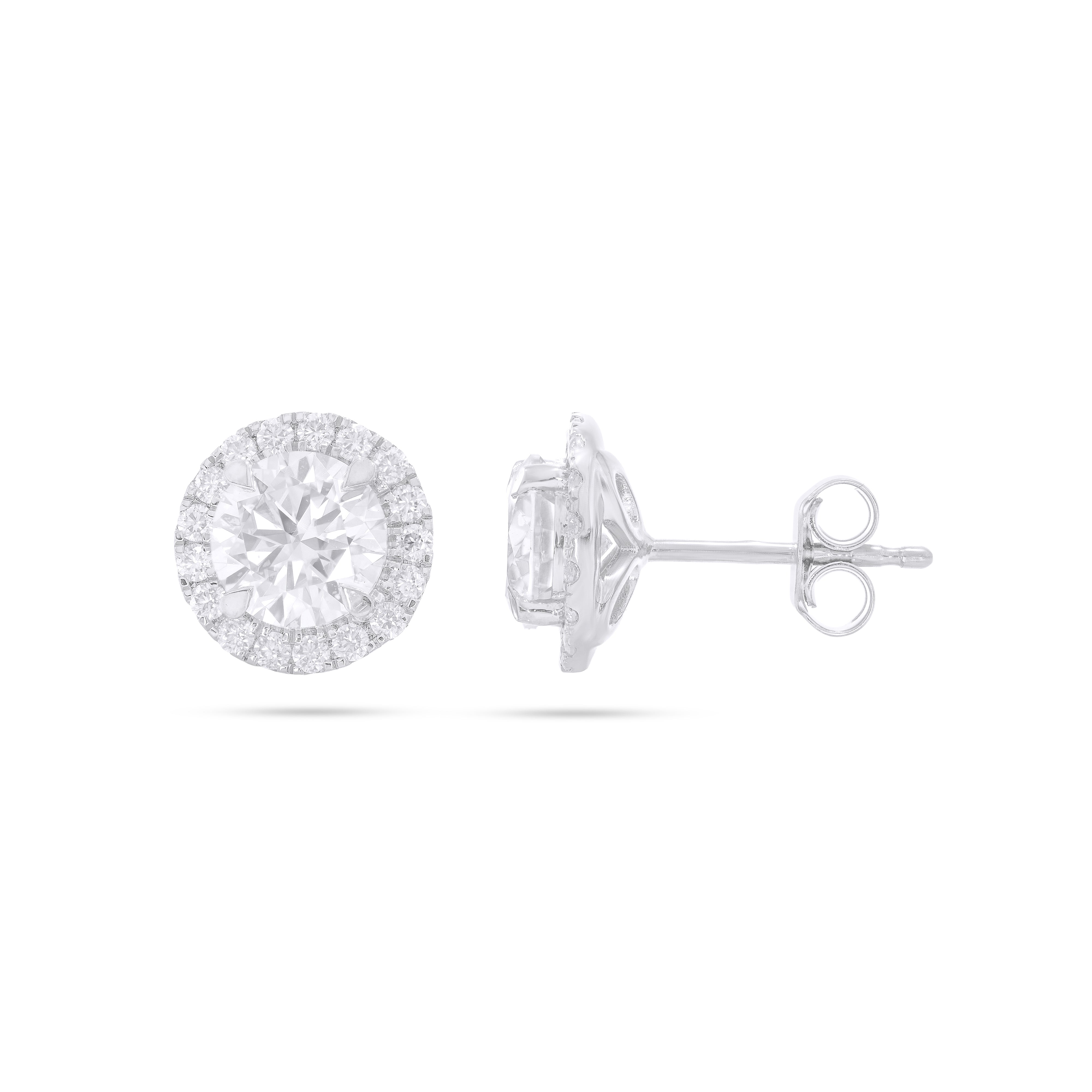 Keeva Jewels Round Diamond Halo Stud Earrings- KJE4730