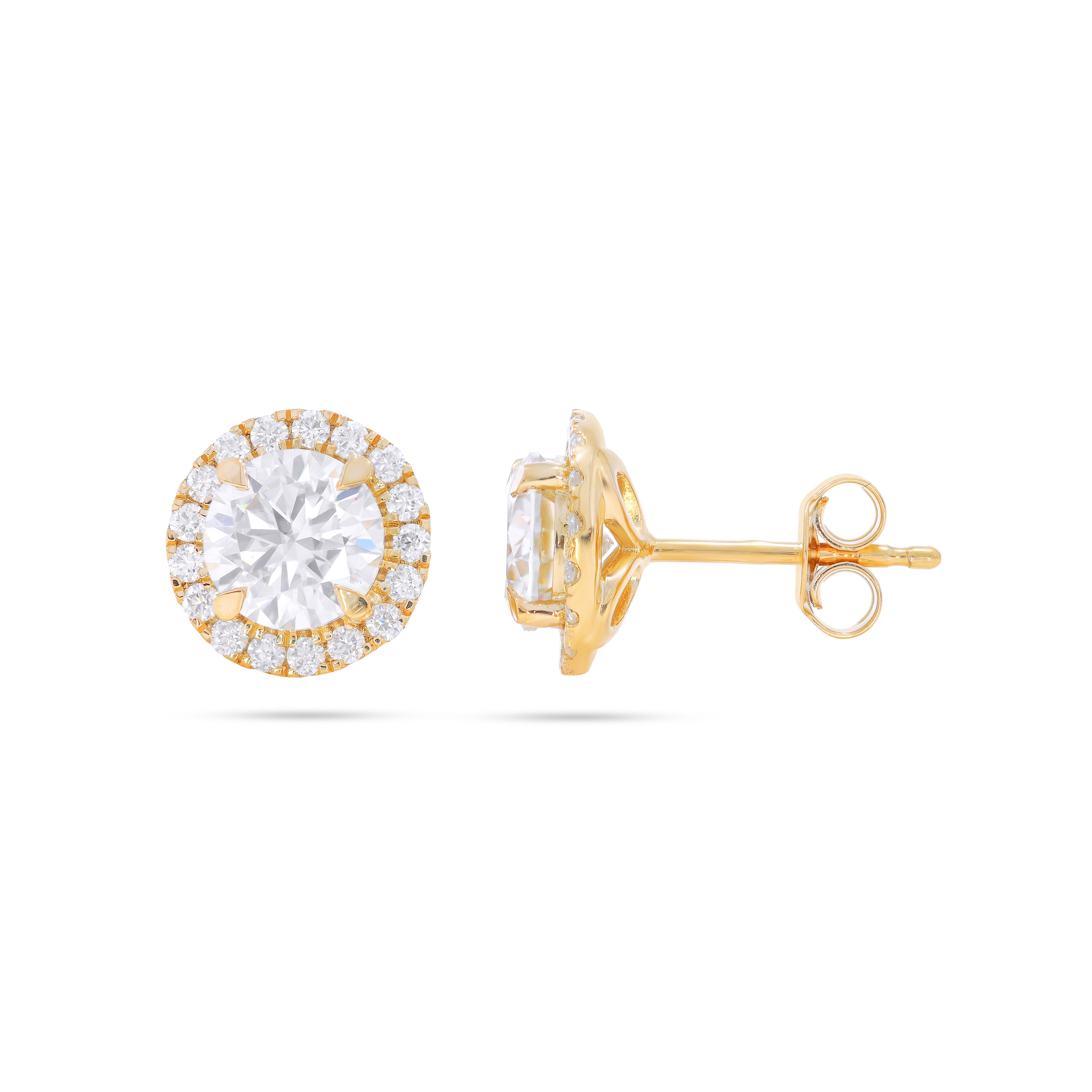 Keeva Jewels Round Diamond Halo Stud Earrings- KJE4730