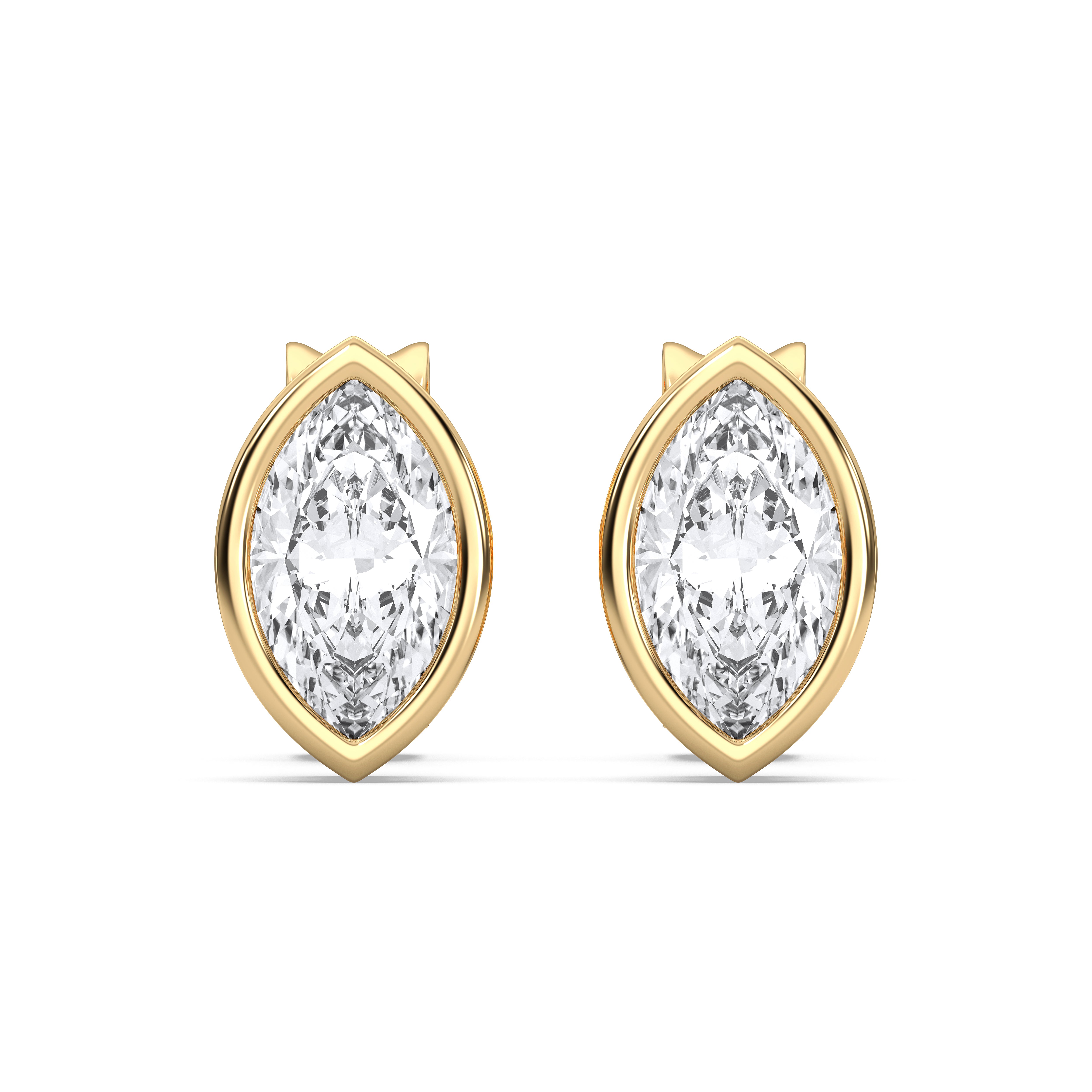 0.50 Ct Marquise Cut Lab Grown Diamond Bezal Set Stud Earring in Solid Gold