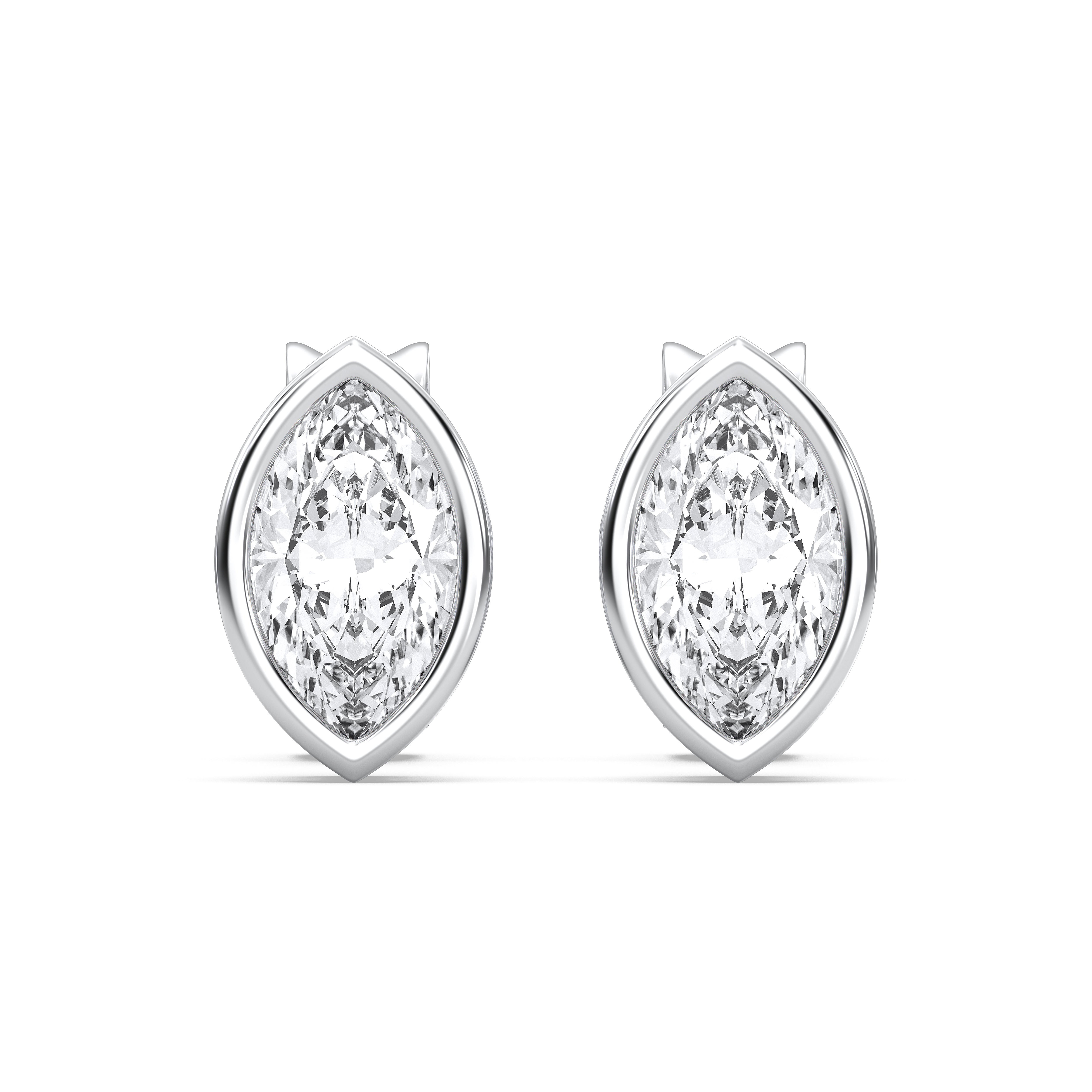 0.50 Ct Marquise Cut Lab Grown Diamond Bezal Set Stud Earring in Solid Gold