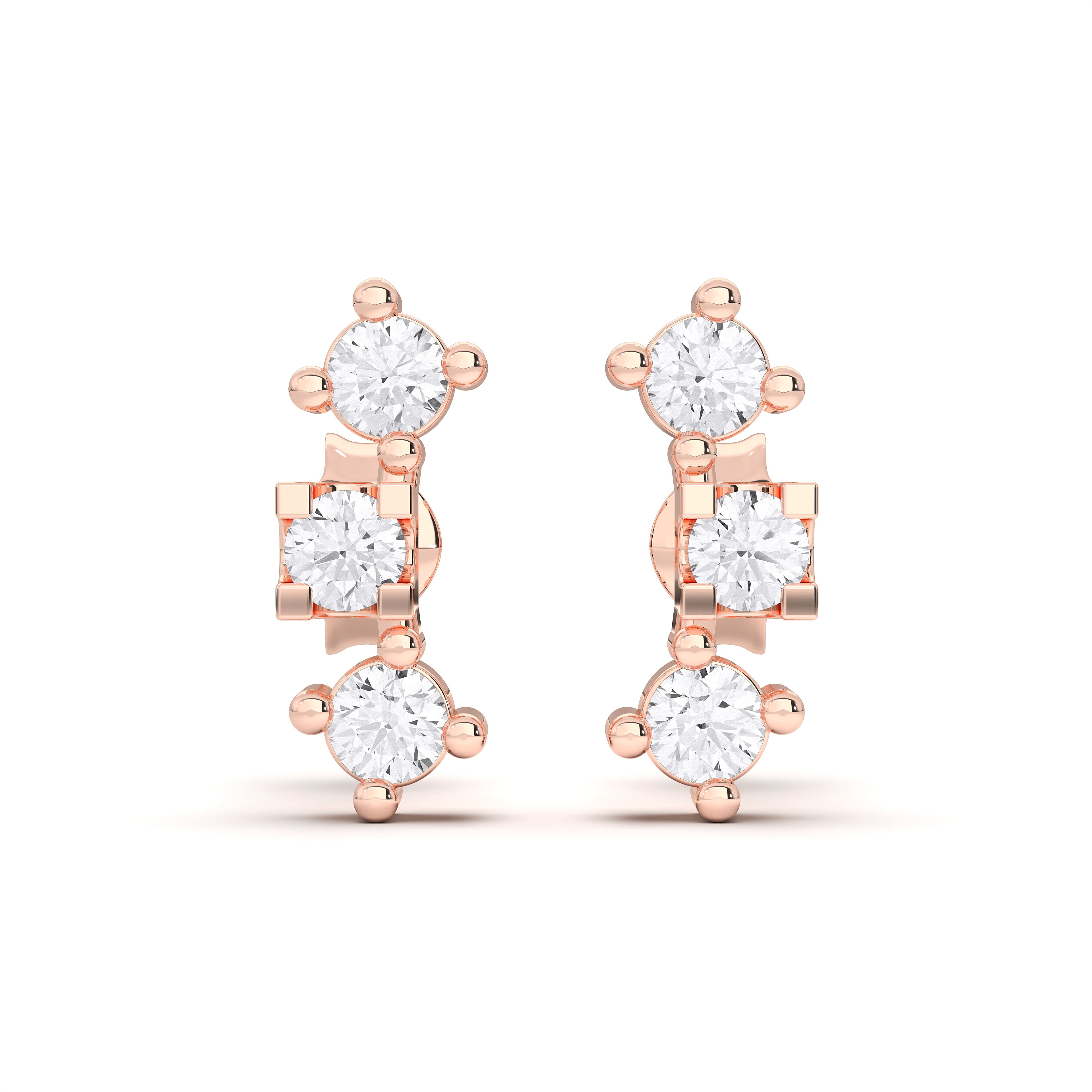 0.24 Ct Lab Grown Round Cut Diamond Designer Stud Earrings For Her in Solid Gold