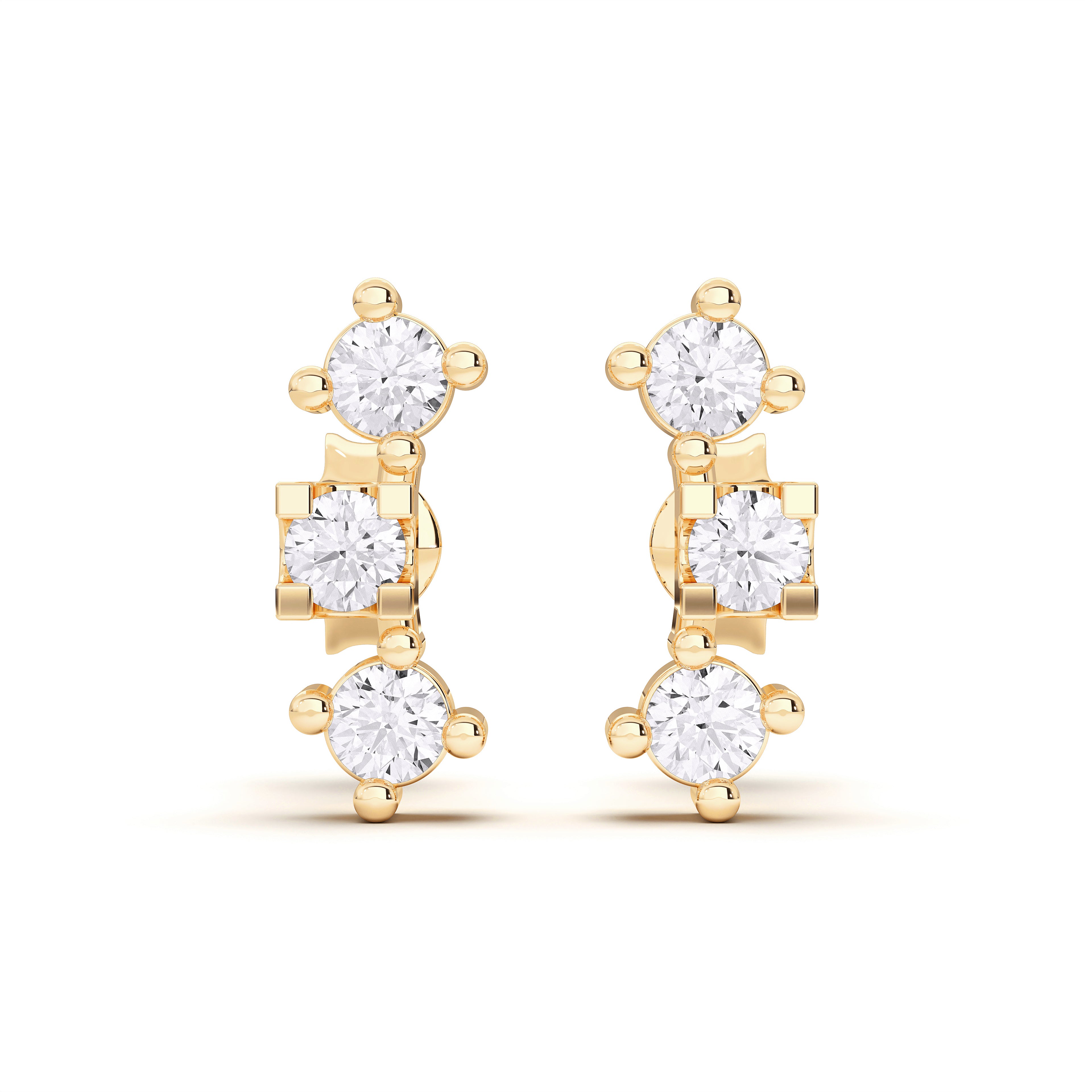0.24 Ct Lab Grown Round Cut Diamond Designer Stud Earrings For Her in Solid Gold