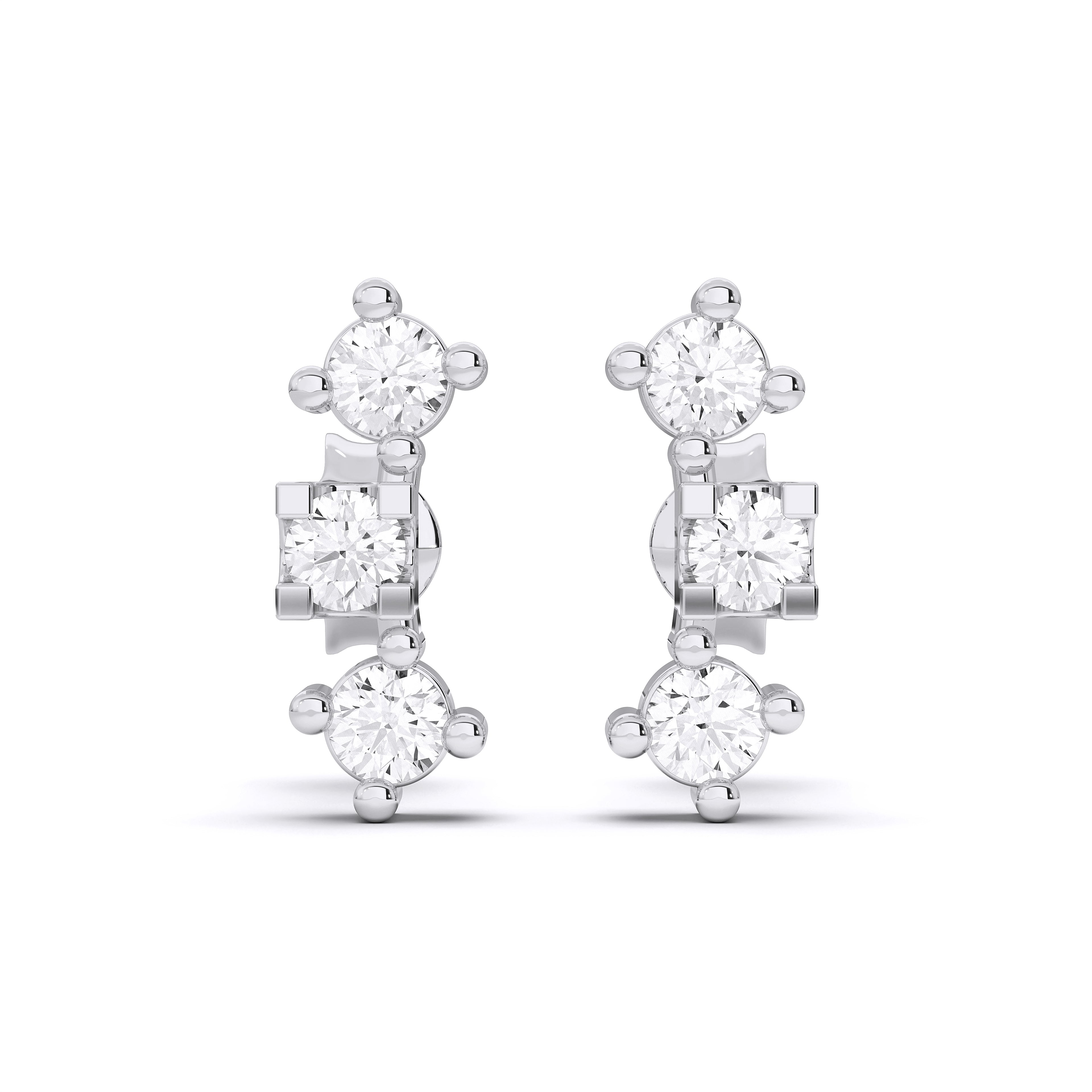 0.24 Ct Lab Grown Round Cut Diamond Designer Stud Earrings For Her in Solid Gold