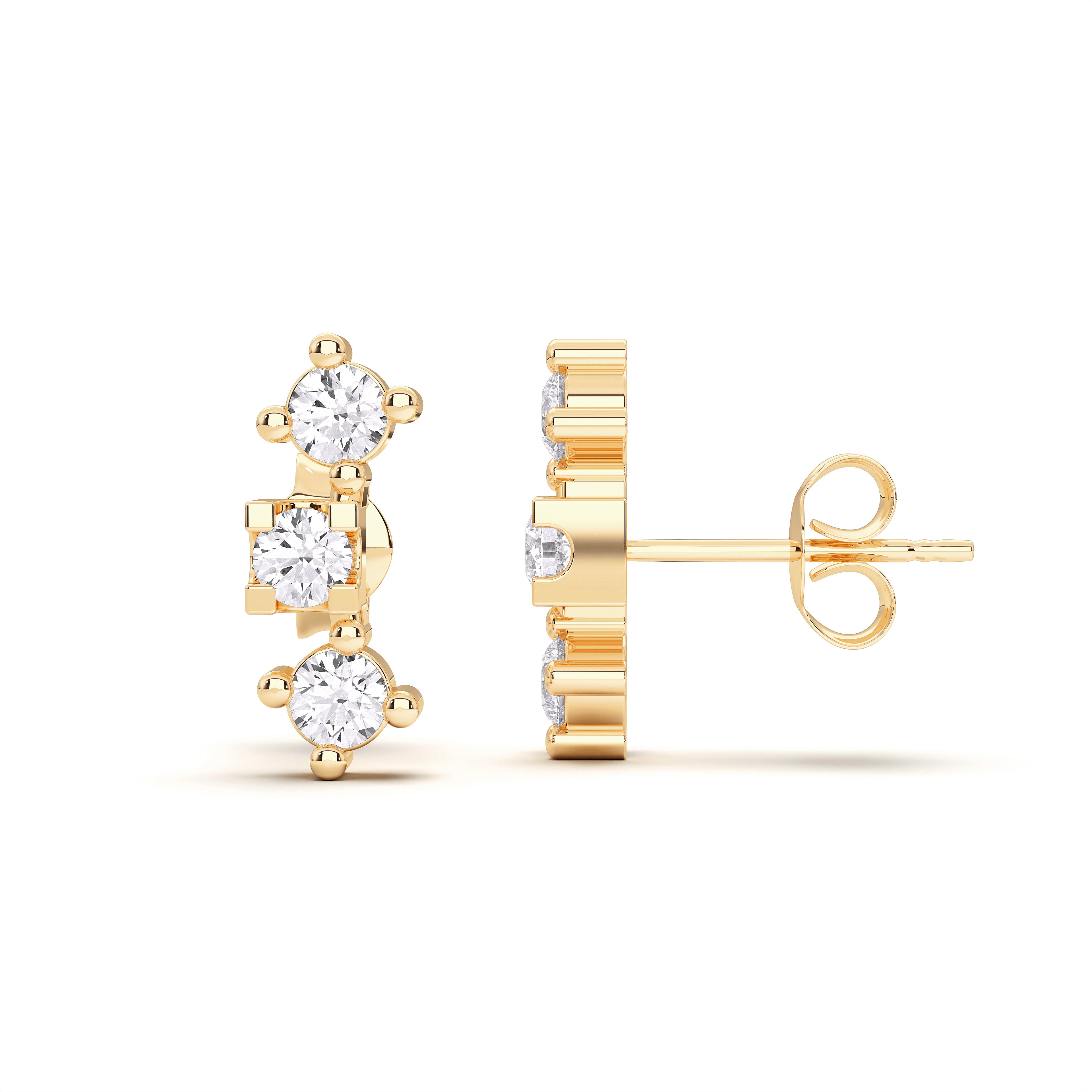 0.24 Ct Lab Grown Round Cut Diamond Designer Stud Earrings For Her in Solid Gold
