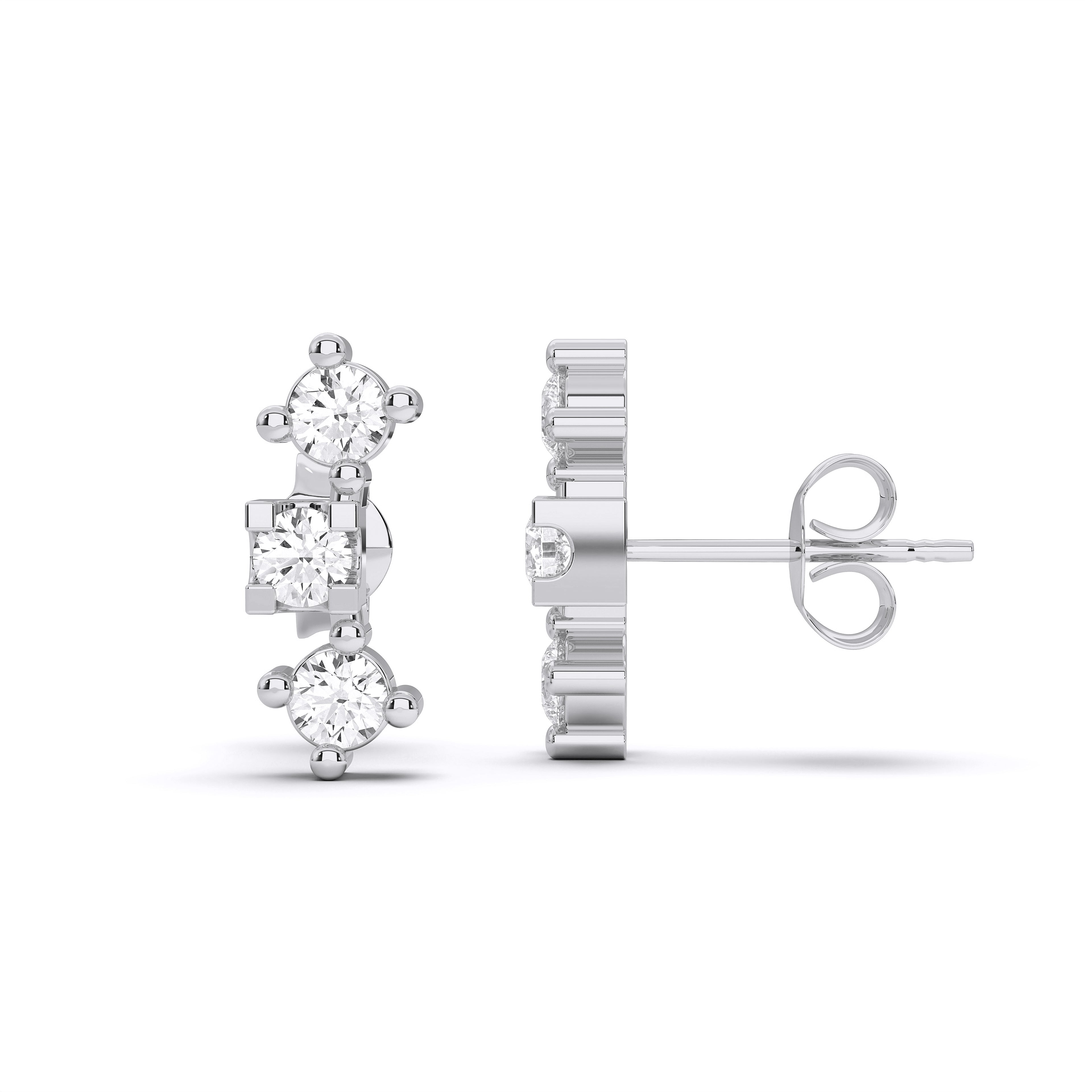 0.24 Ct Lab Grown Round Cut Diamond Designer Stud Earrings For Her in Solid Gold