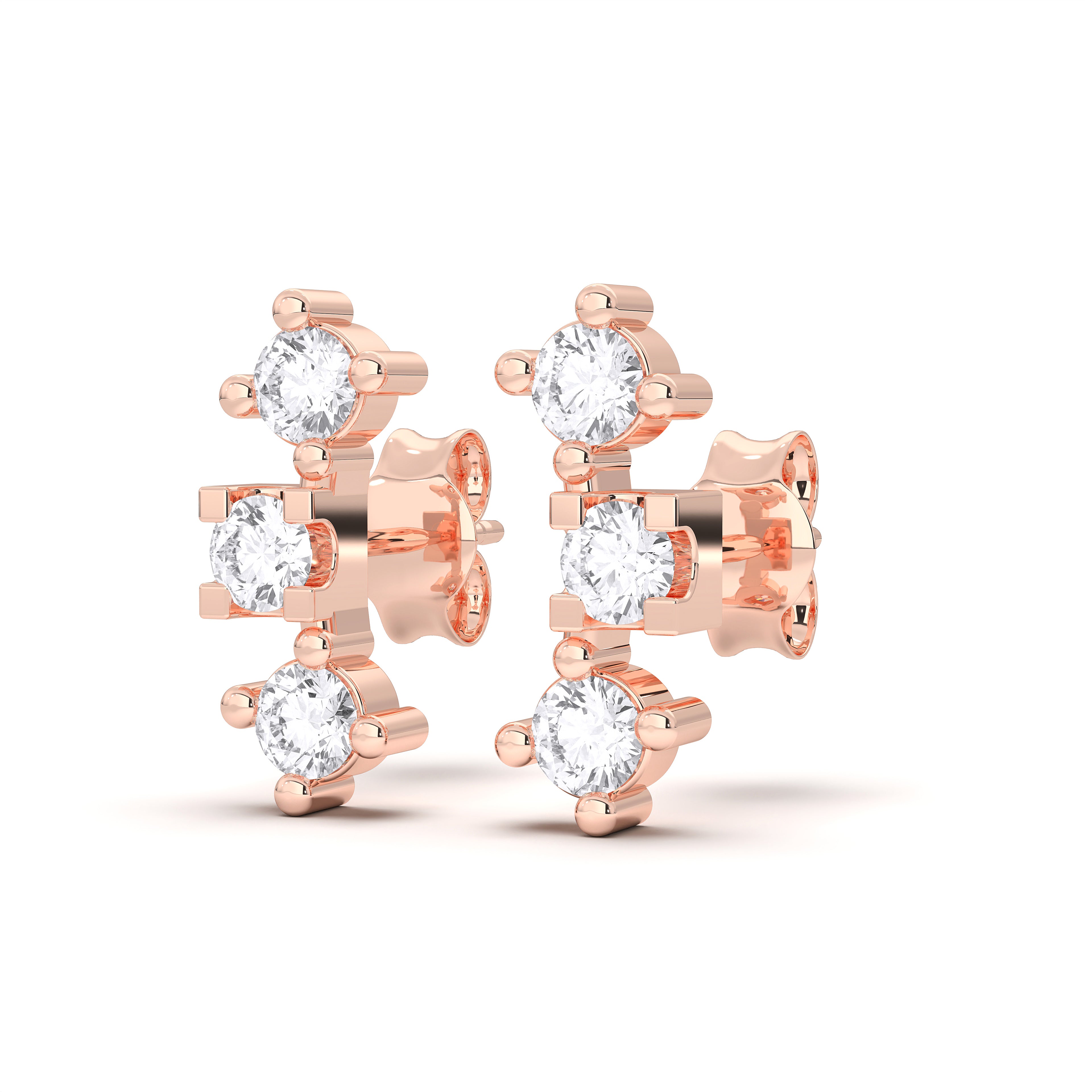 0.24 Ct Lab Grown Round Cut Diamond Designer Stud Earrings For Her in Solid Gold