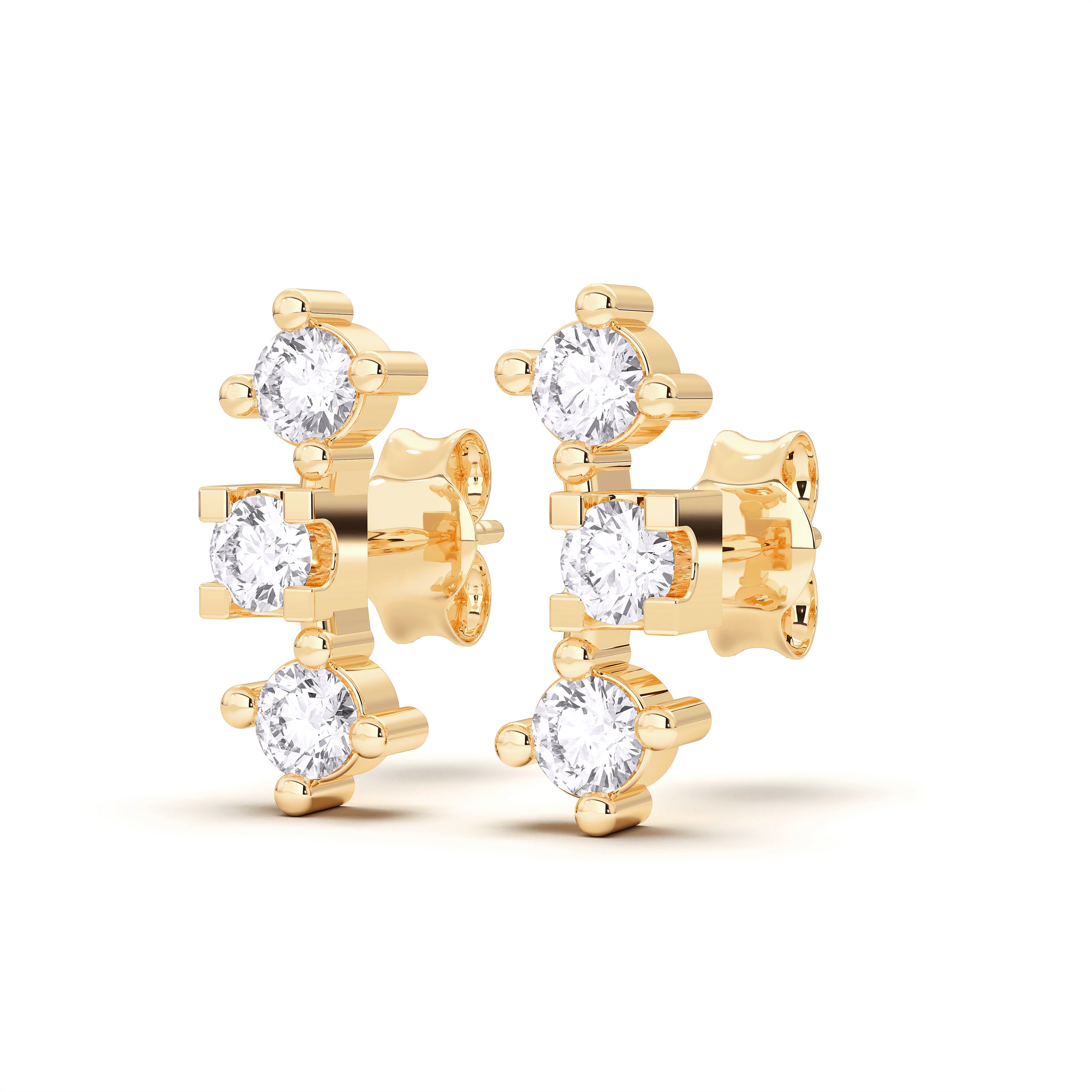 0.24 Ct Lab Grown Round Cut Diamond Designer Stud Earrings For Her in Solid Gold