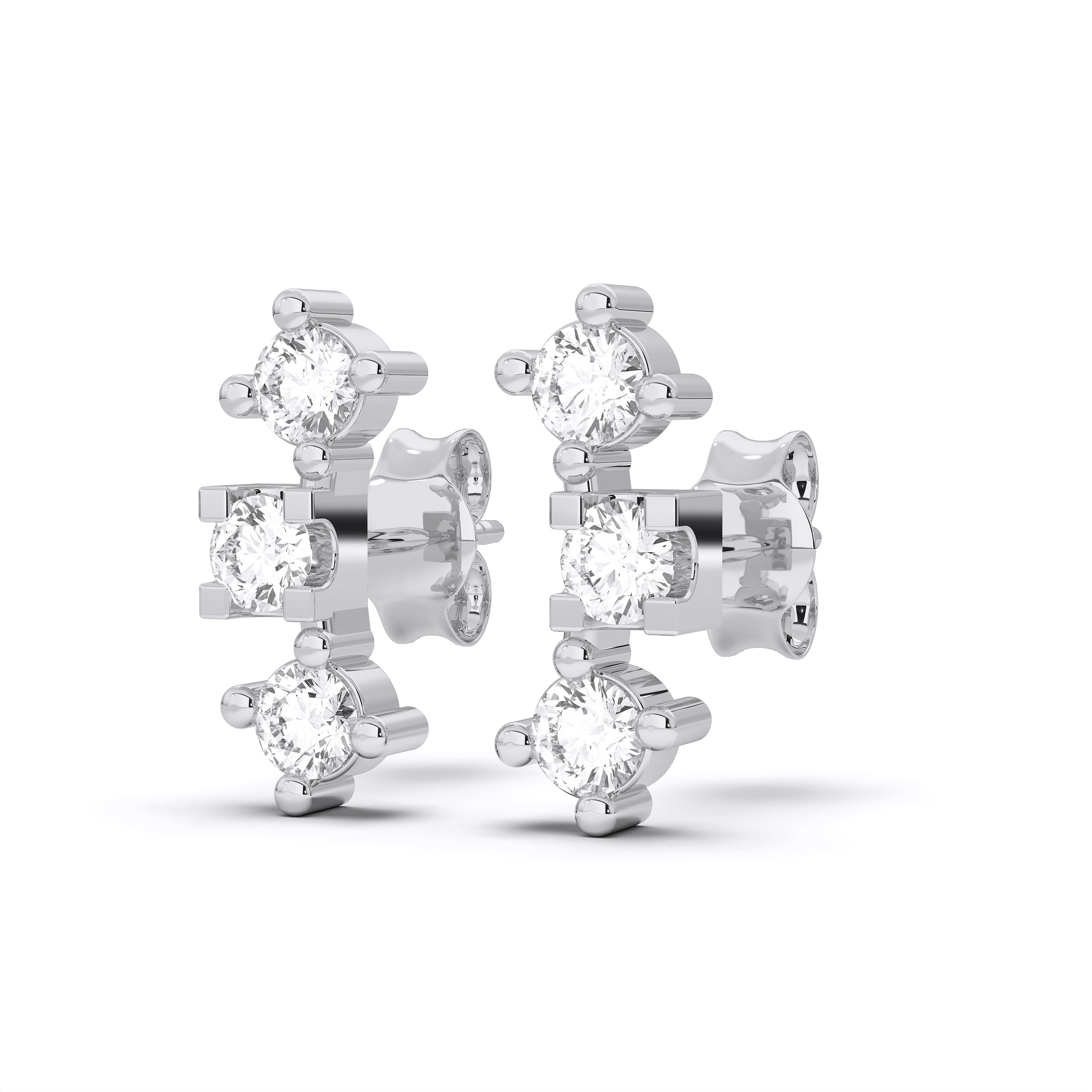 0.24 Ct Lab Grown Round Cut Diamond Designer Stud Earrings For Her in Solid Gold