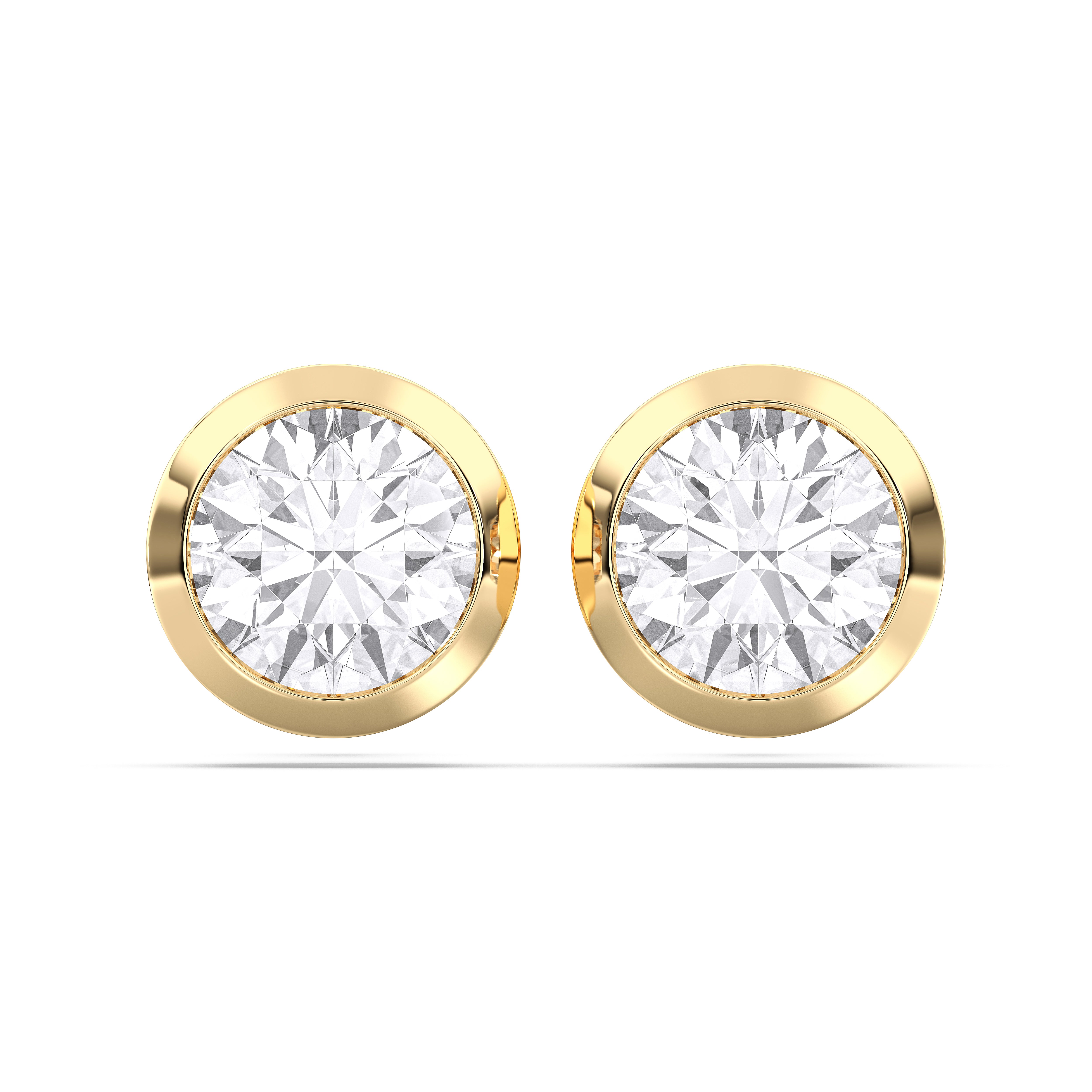 1.00 Ct Round Cut Lab Grown Diamond Bezal Set Push Back Stud Earring Made in Solid Gold