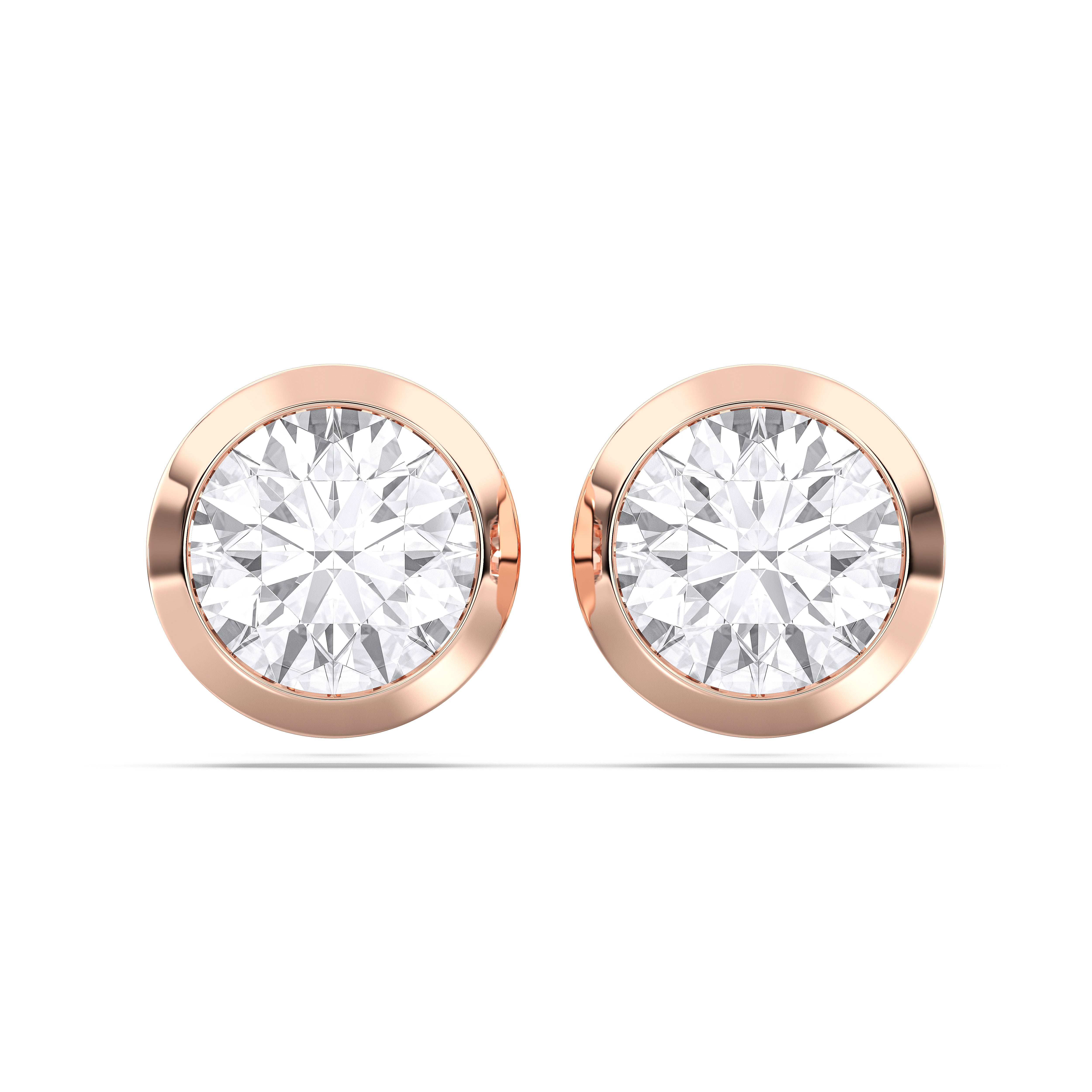 1.00 Ct Round Cut Lab Grown Diamond Bezal Set Push Back Stud Earring Made in Solid Gold