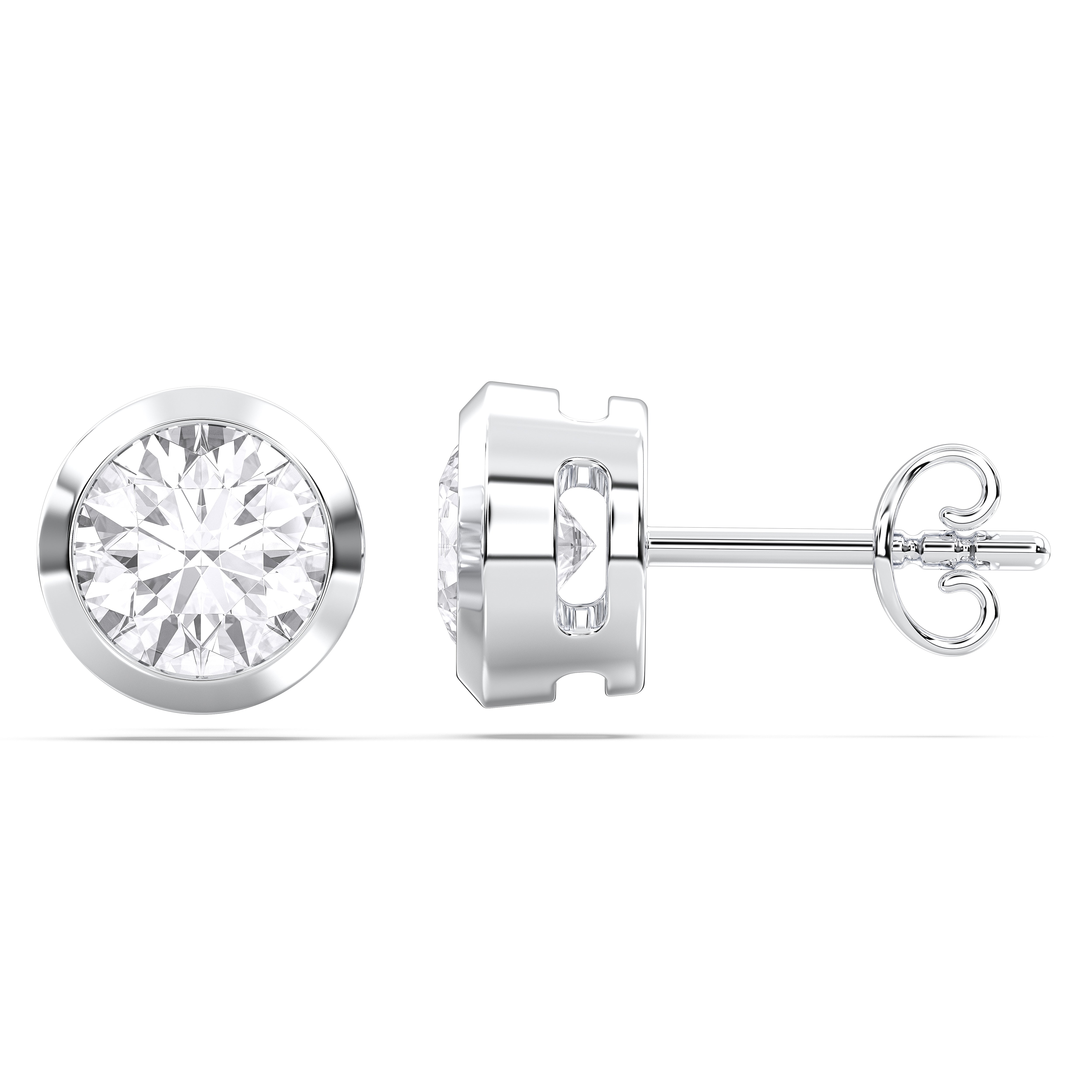 1.00 Ct Round Cut Lab Grown Diamond Bezal Set Push Back Stud Earring Made in Solid Gold