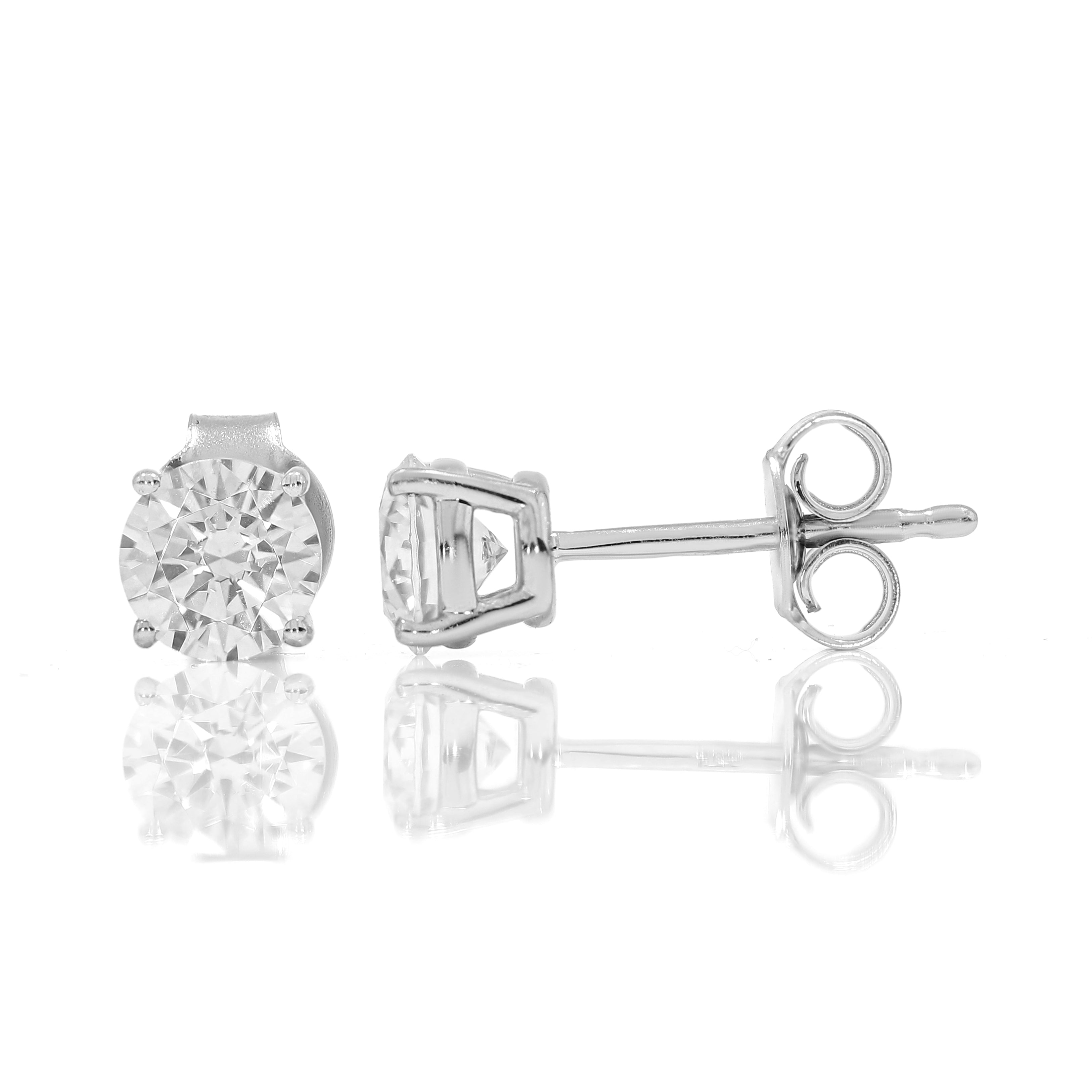 Keeva Jewels Round Diamond Prong Set Stud Earrings- KJE5990