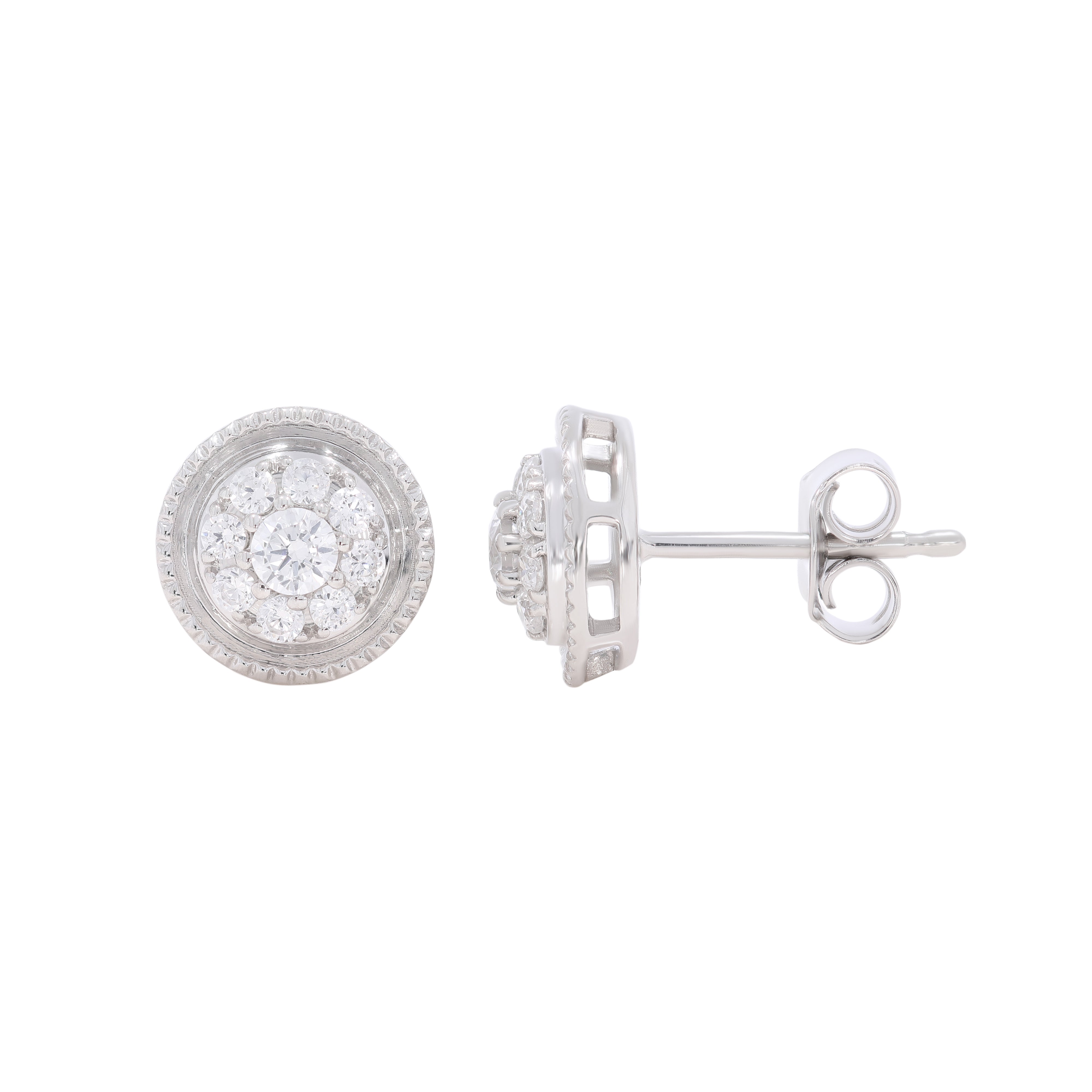 Keeva Jewels Round Diamond Double Halo Stud Earrings- KJE5997