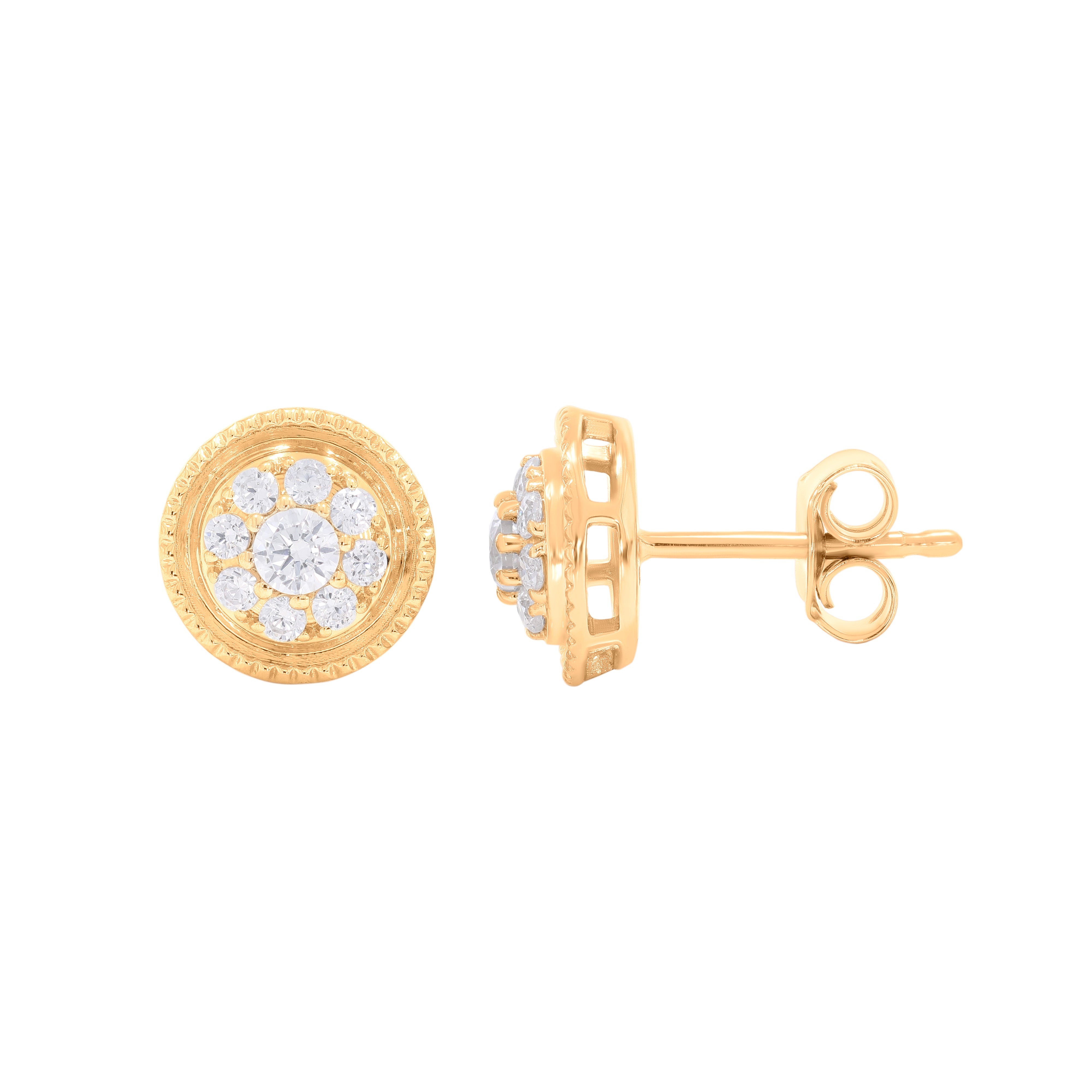 Keeva Jewels Round Diamond Double Halo Stud Earrings- KJE5997