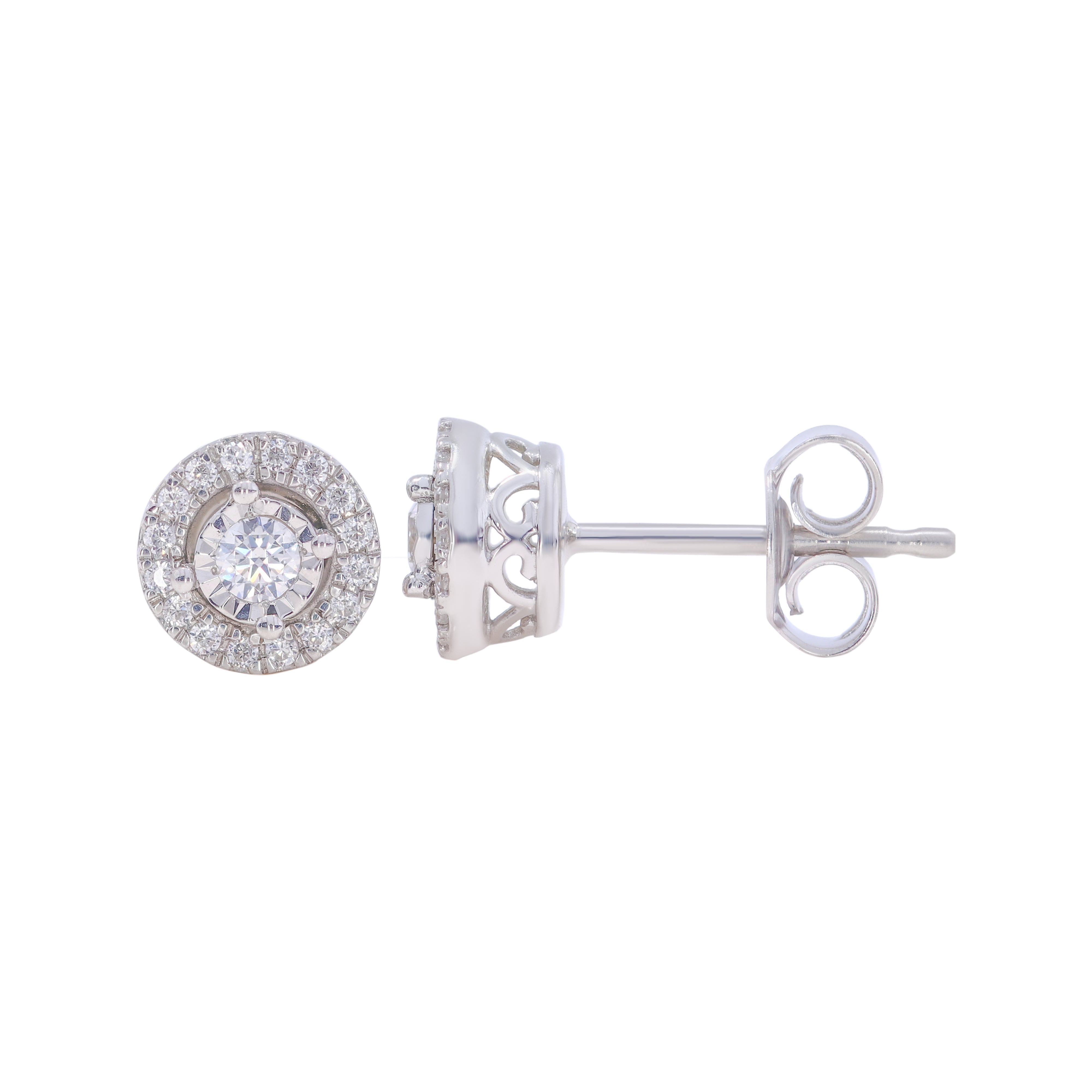 Keeva Jewels Round Diamond Flower Shape Pushback Stud Earrings- KJE6007