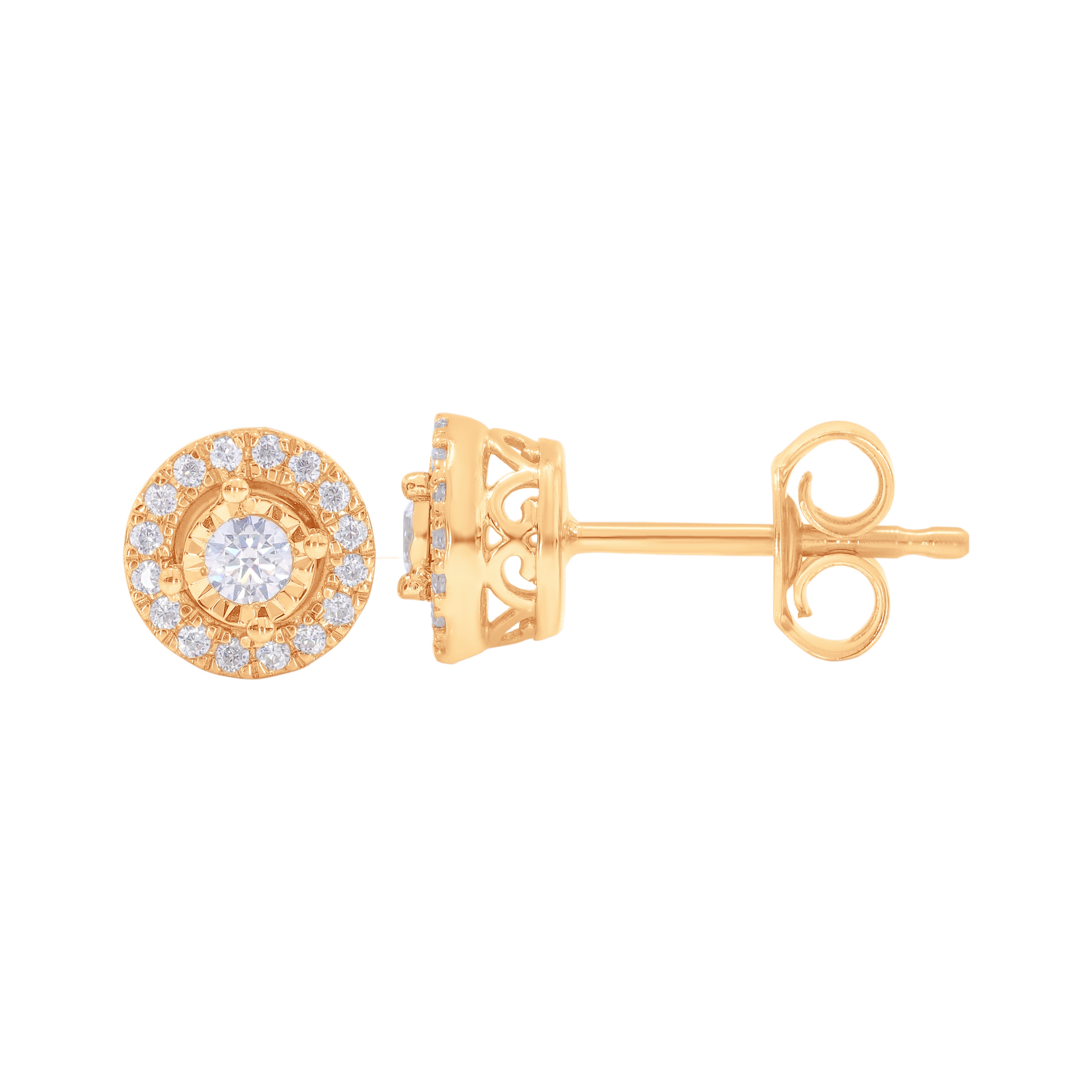 Keeva Jewels Round Diamond Flower Shape Pushback Stud Earrings- KJE6007