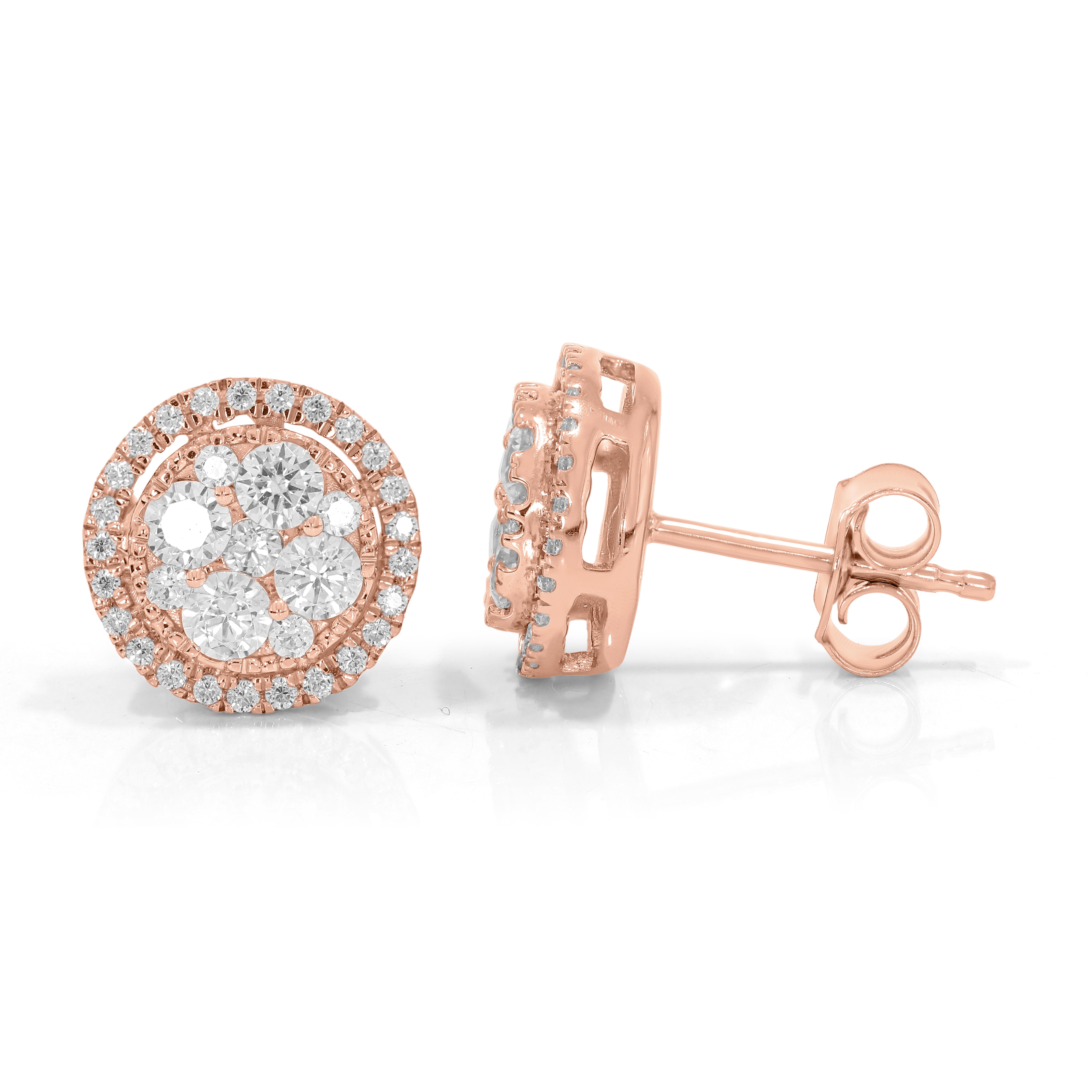 Keeva Jewels Round Diamond flower Design Stud Earrings - KJE6031